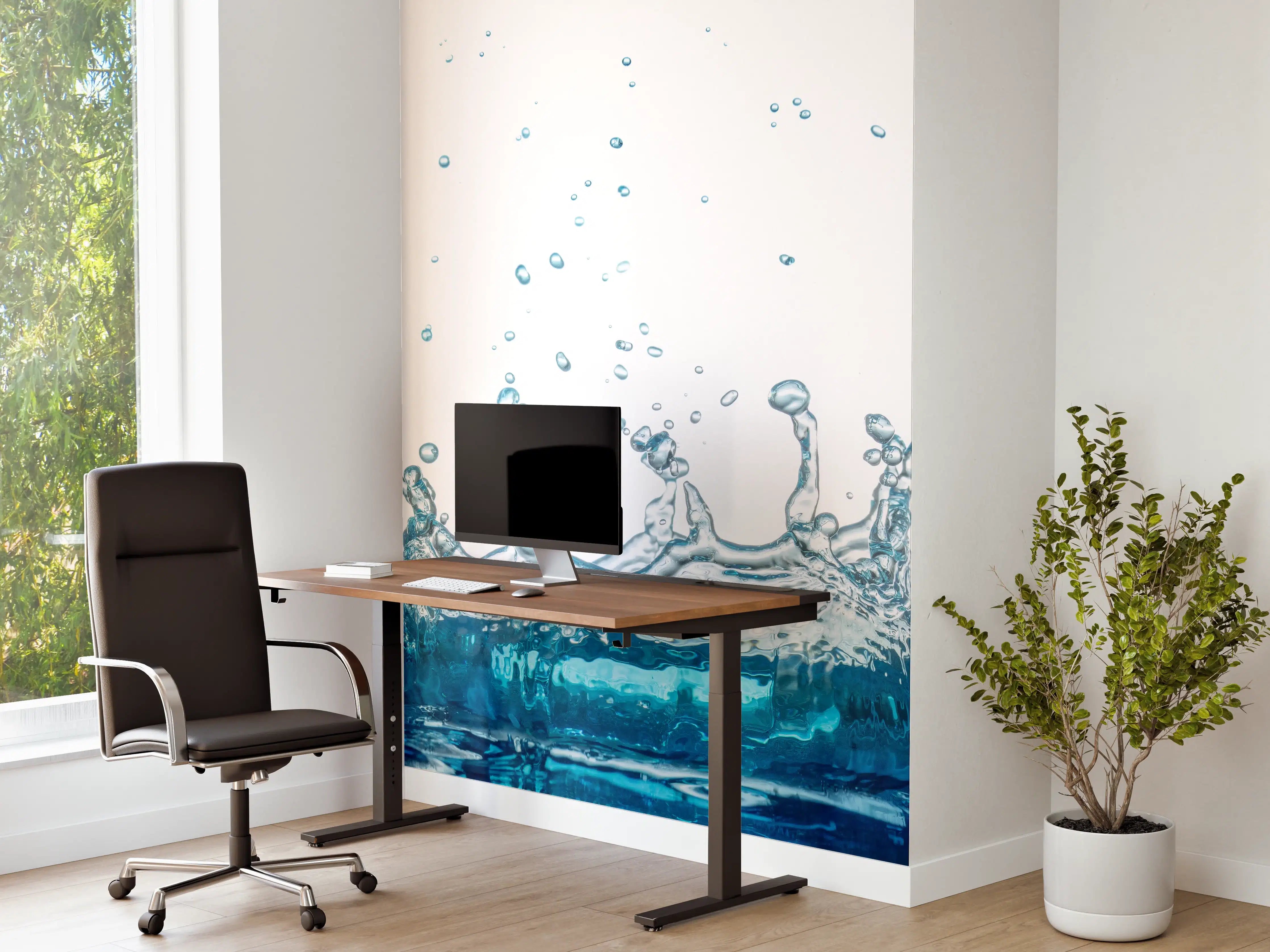 Büro Wandgestaltung - Wassersplash in Blau und Weiß