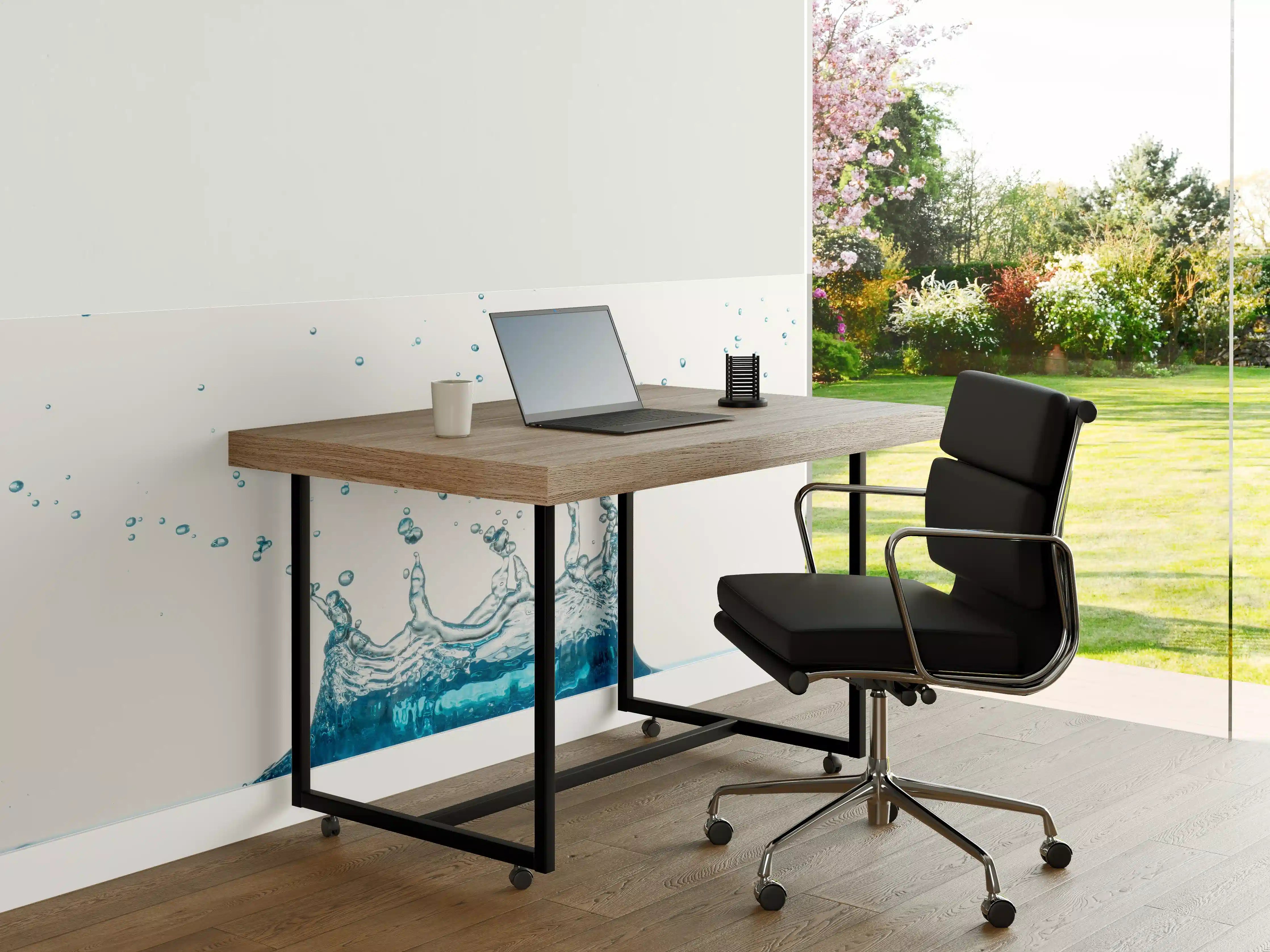 Büro Wandgestaltung - Wassersplash in Blau und Weiß