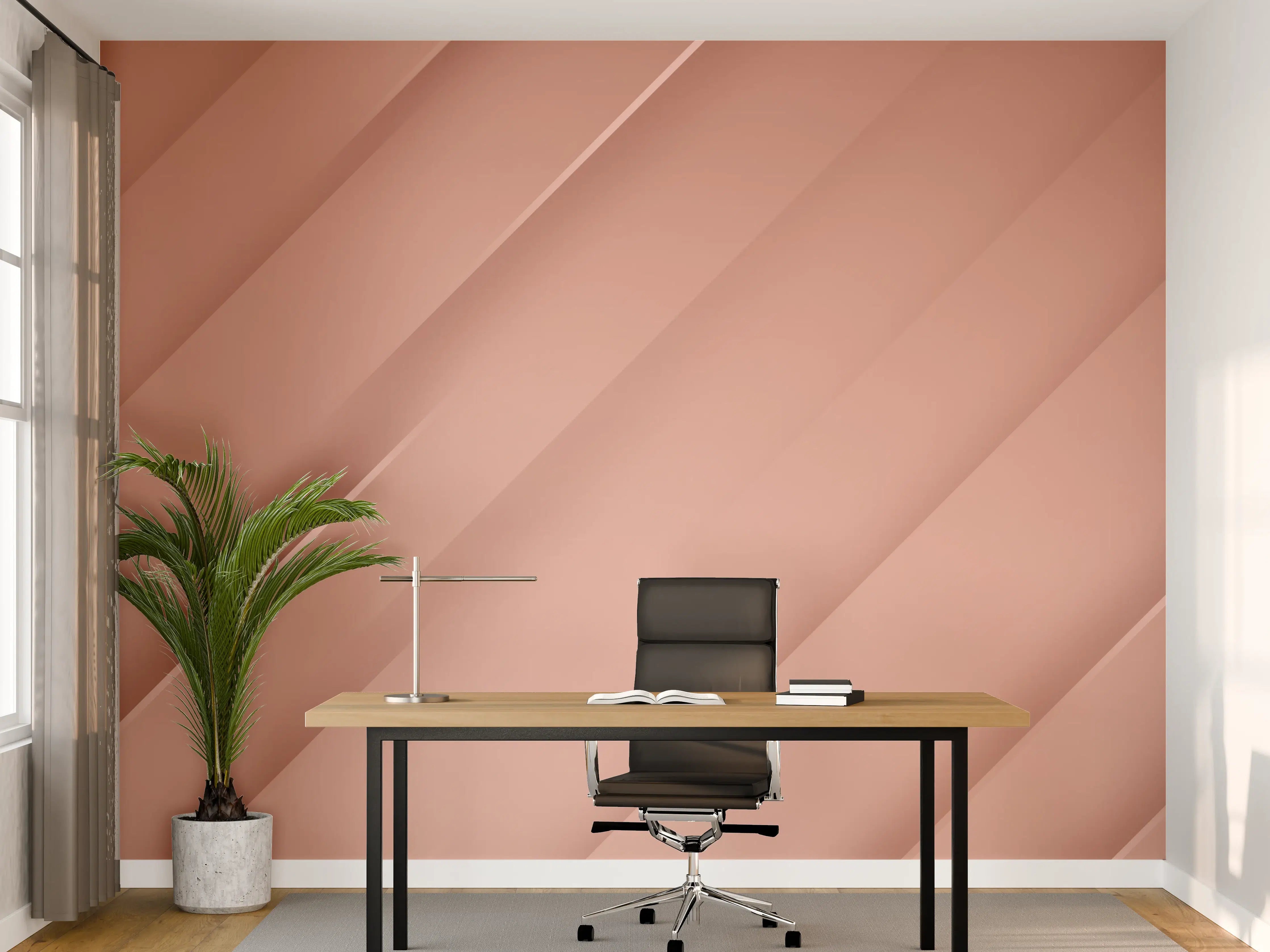 Büro Wandgestaltung - Weiche Rosé-Töne mit subtilen Linien