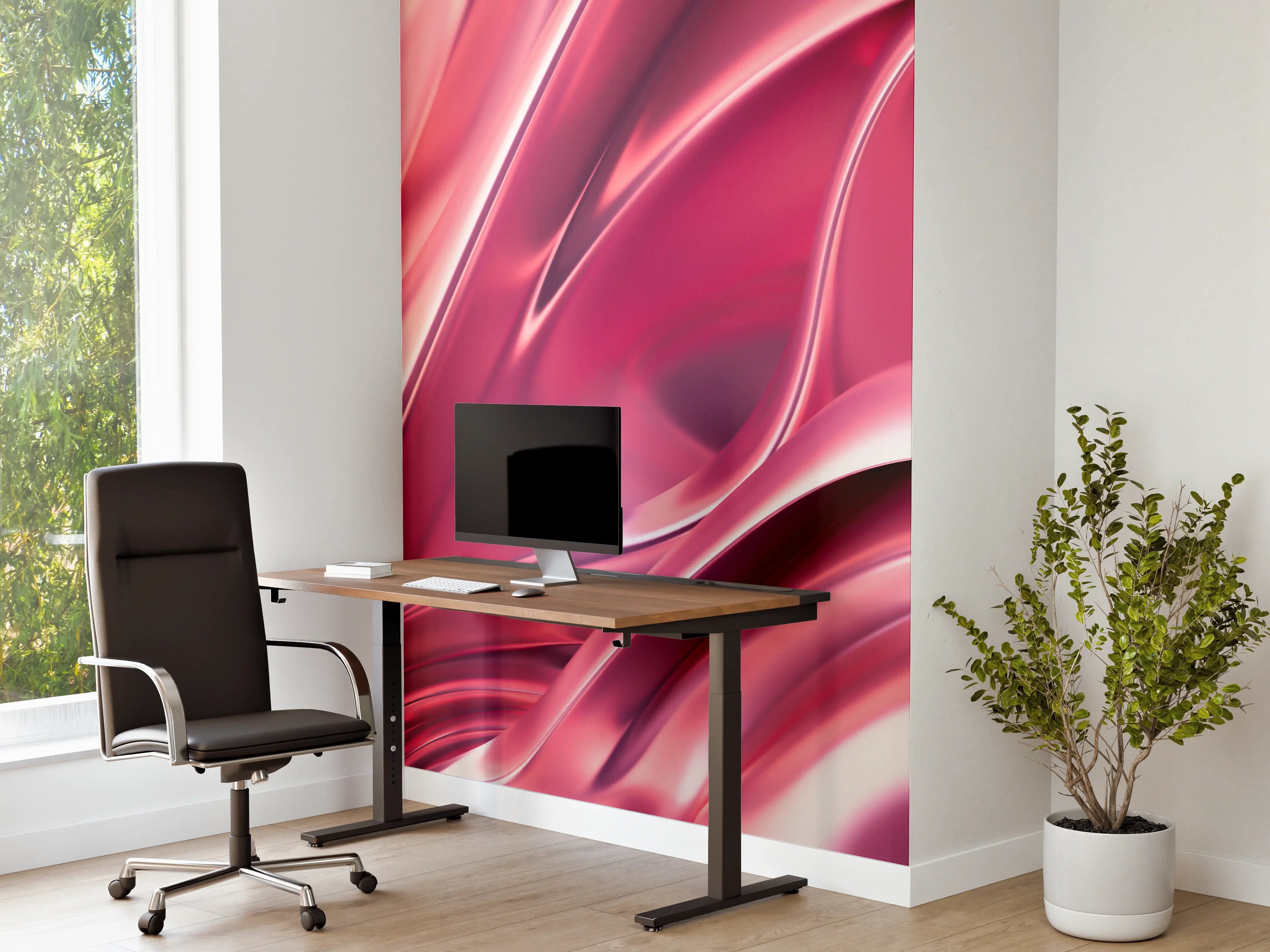 Büro Wandgestaltung - Weiches Pink mit Metallic-Glanz