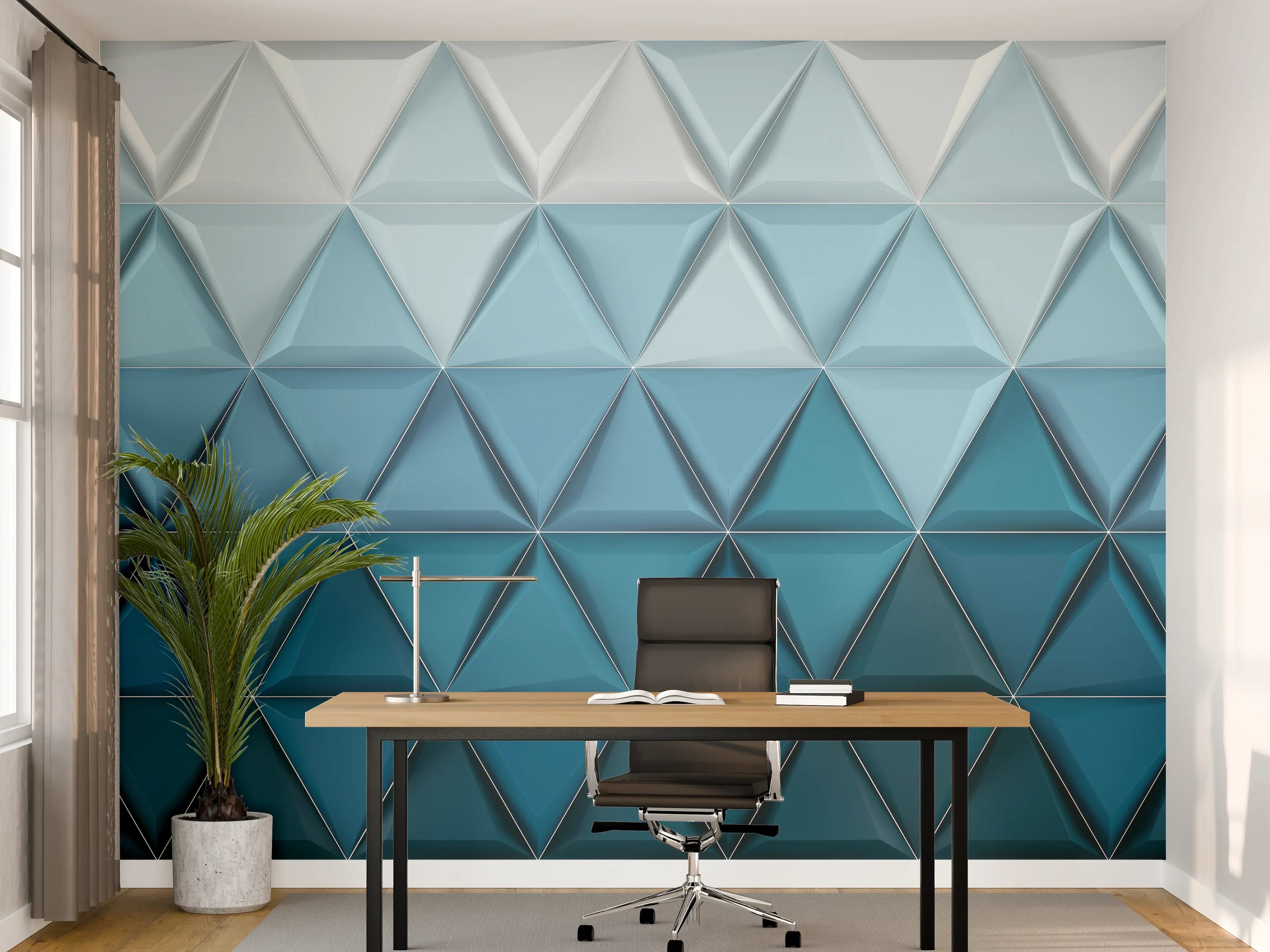 Büro Wandgestaltung - Weiß-Blaue Geometrische Textur