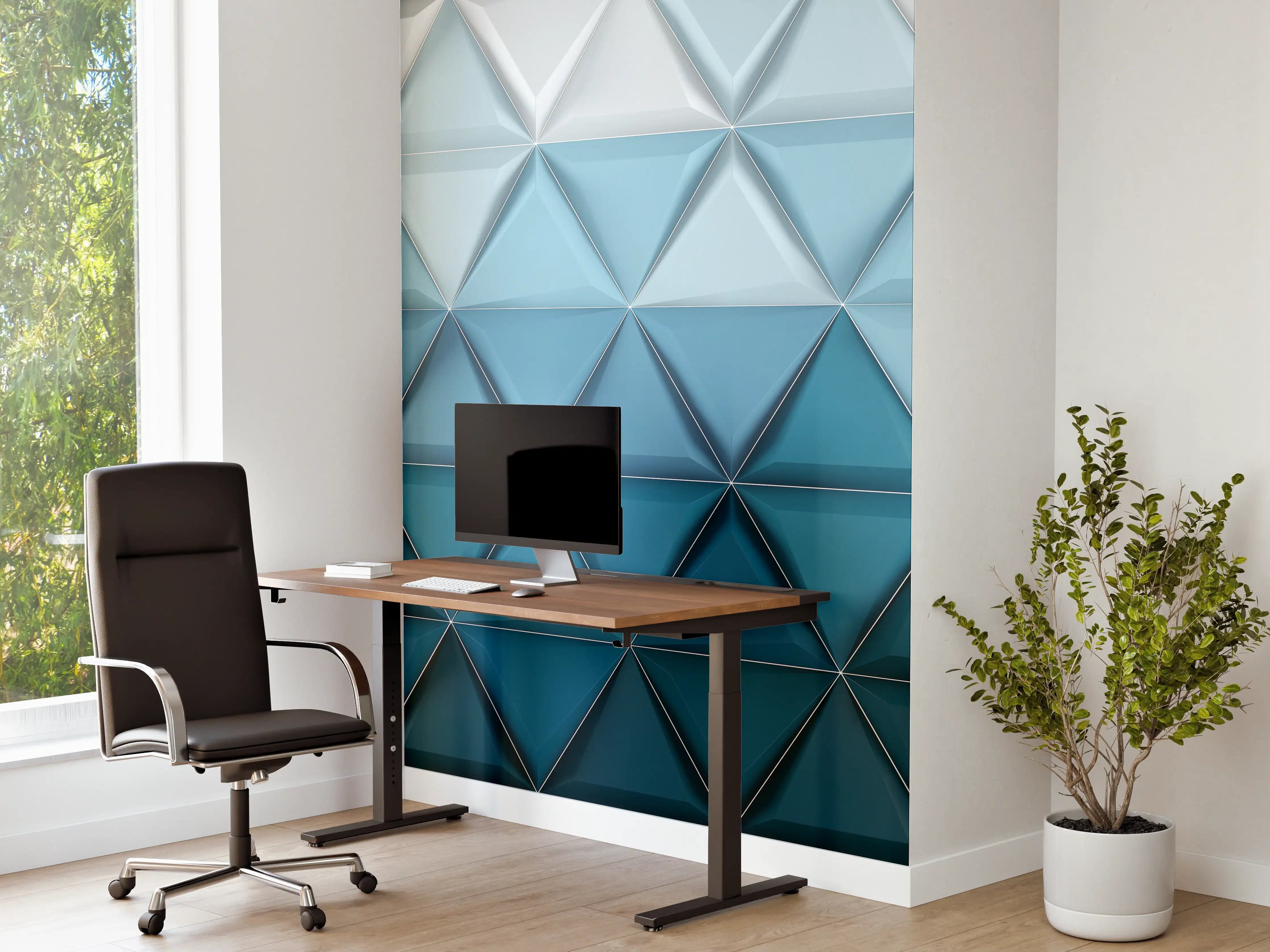 Büro Wandgestaltung - Weiß-Blaue Geometrische Textur