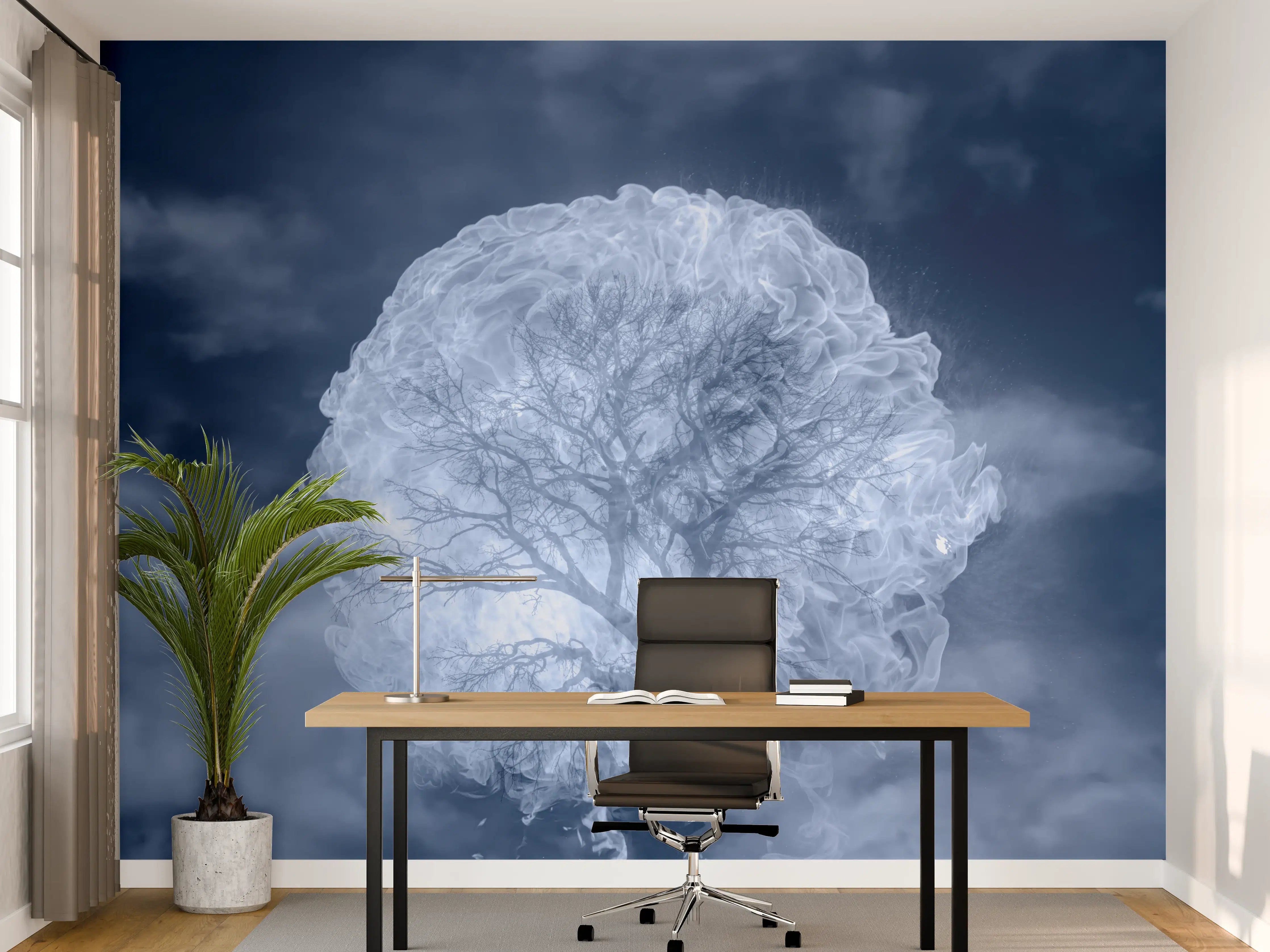 Büro Wandgestaltung - Weiß-Blauer Feuerbaum Himmel