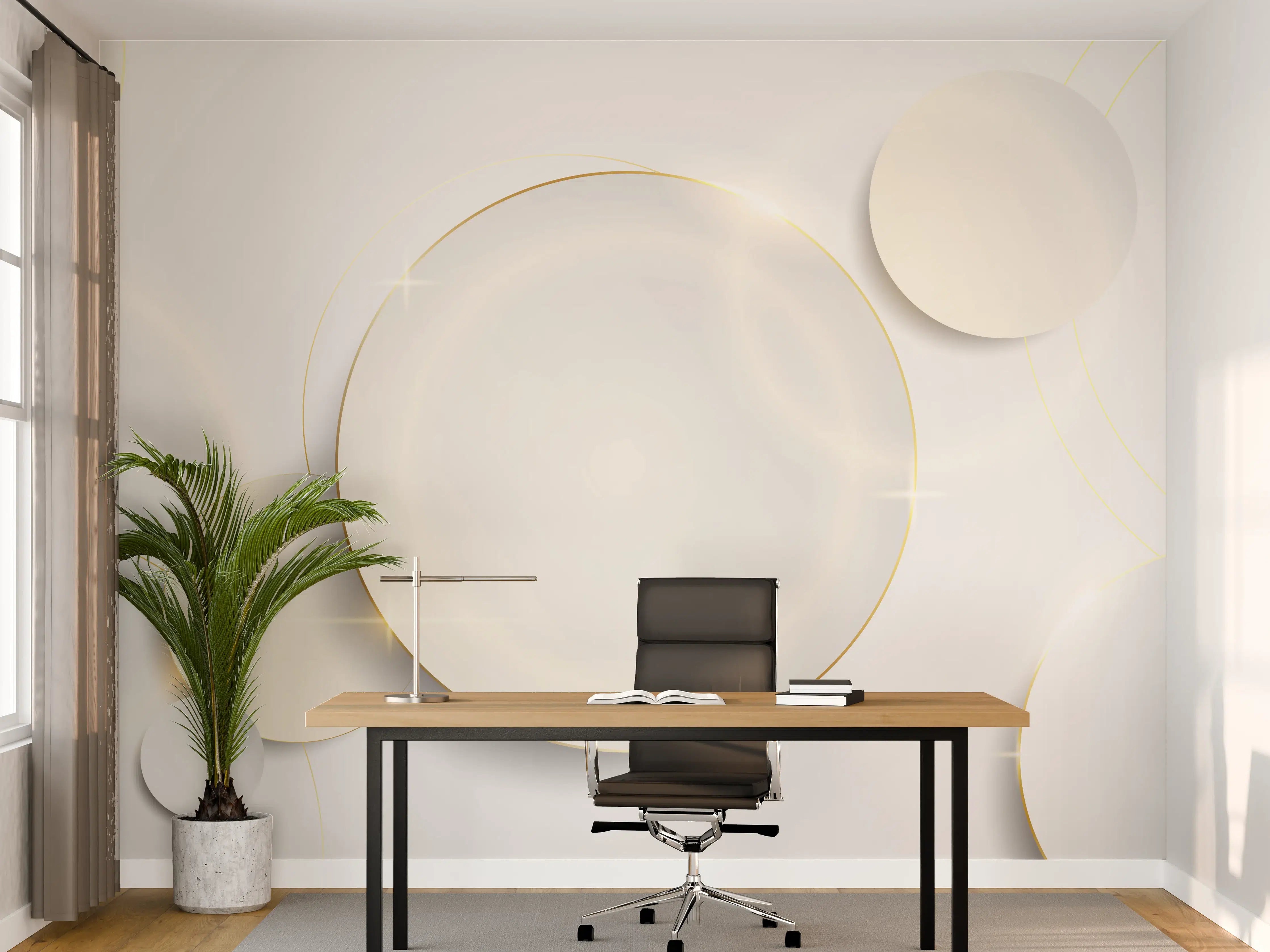 Büro Wandgestaltung - Weiß-Goldene Abstrakte Formen