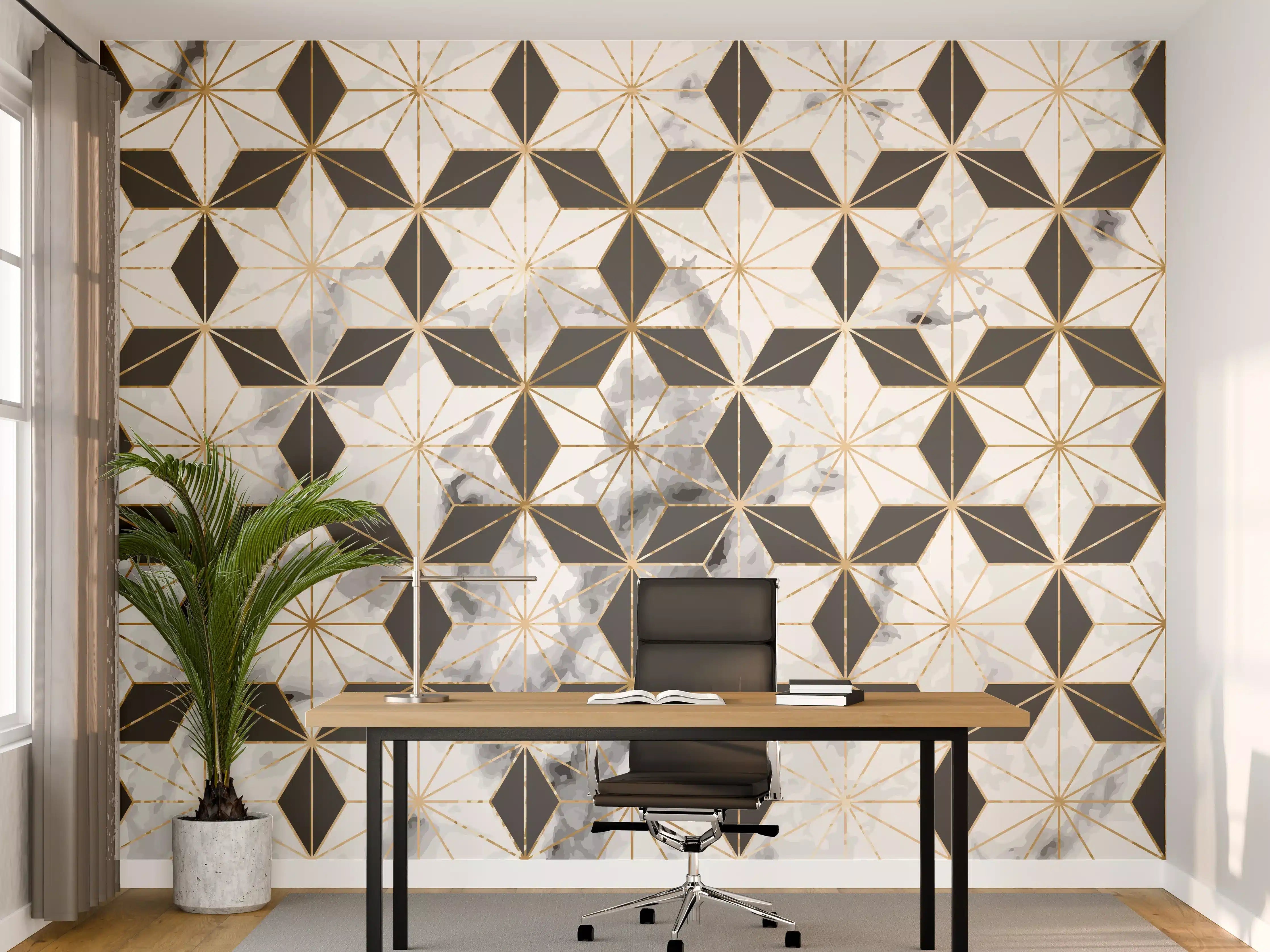 Büro Wandgestaltung - Weiß-Goldenes Musterdesign