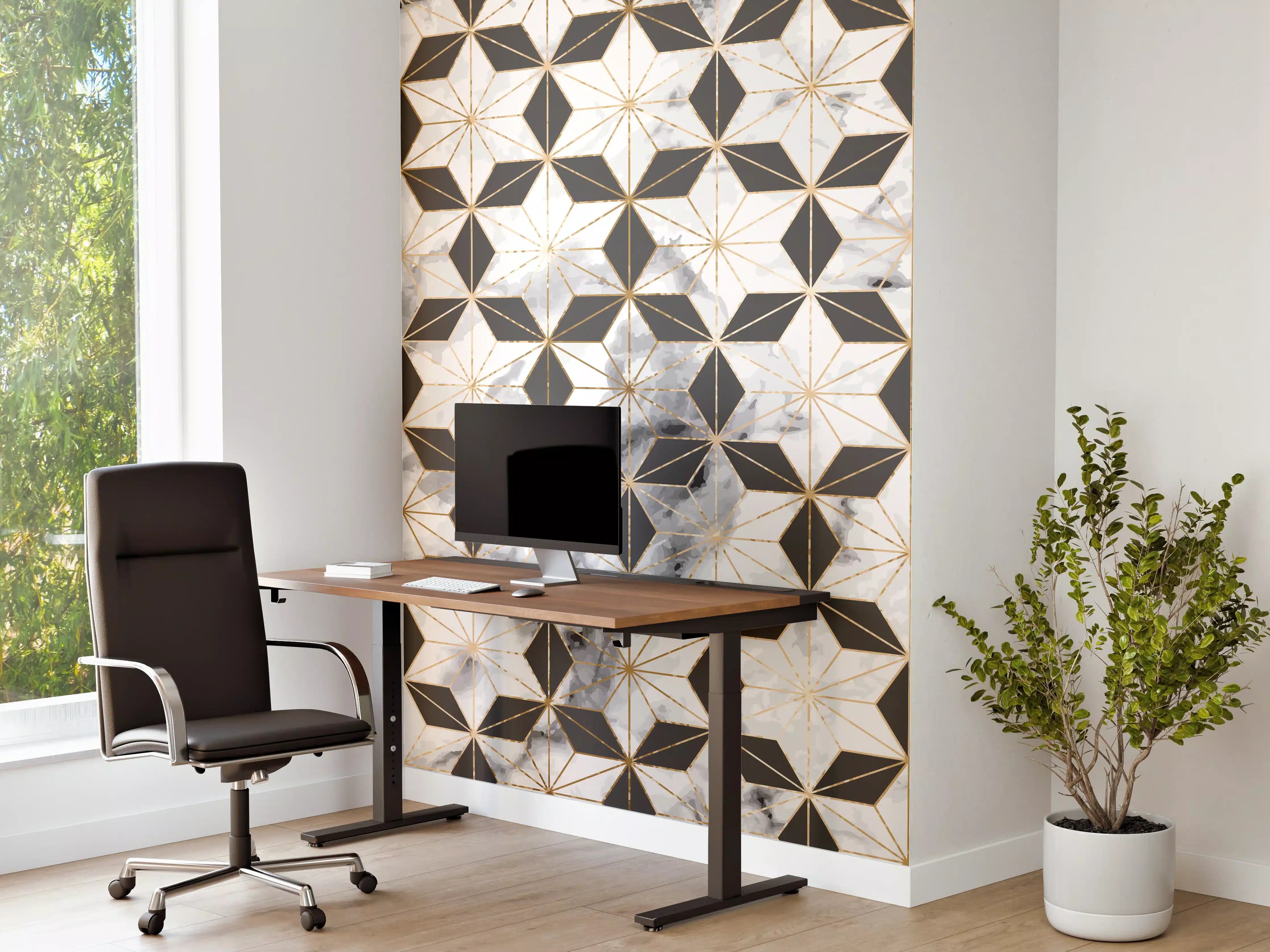 Büro Wandgestaltung - Weiß-Goldenes Musterdesign