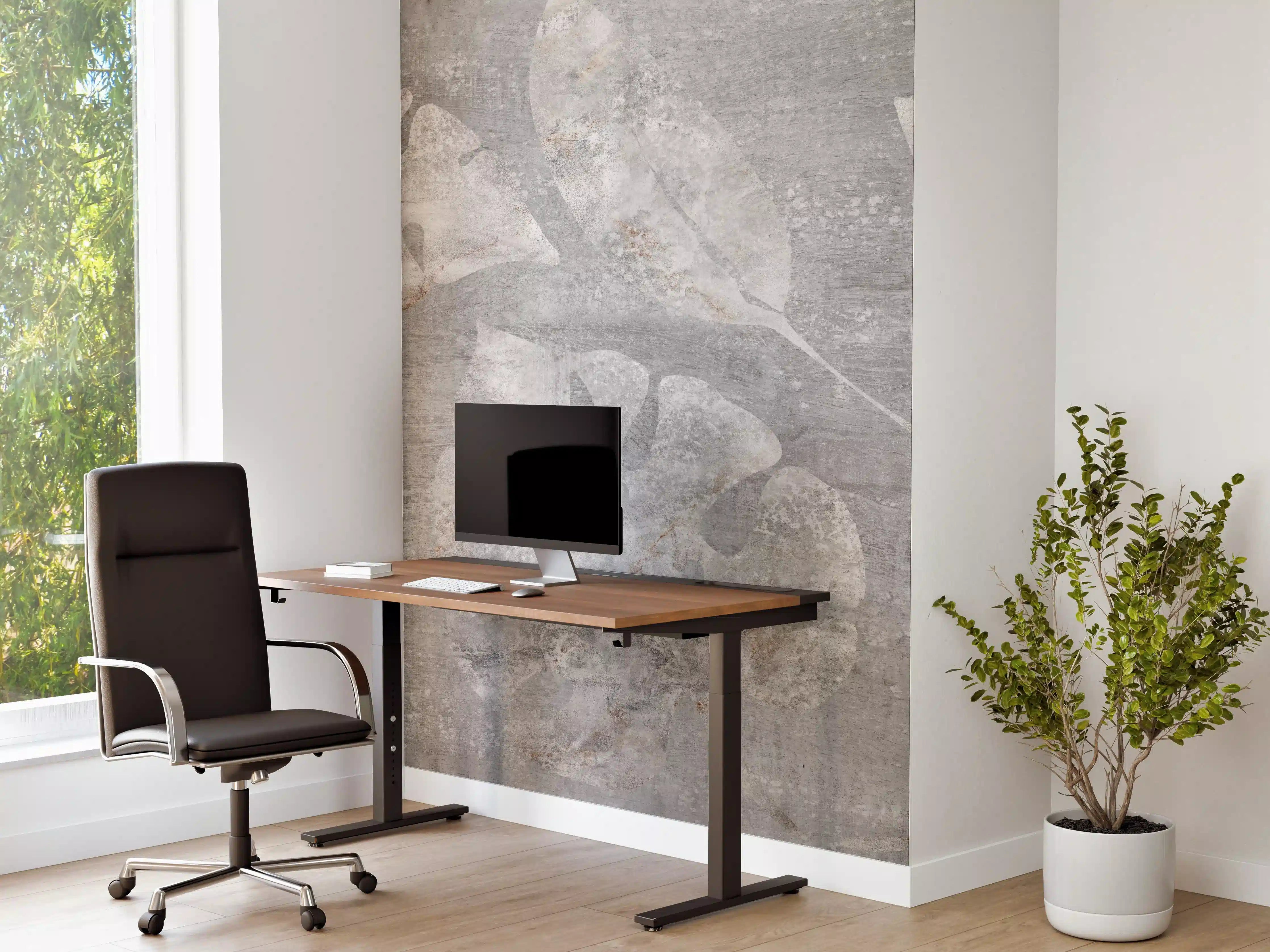 Büro Wandgestaltung - Weiß-Grau Blattmuster Struktur