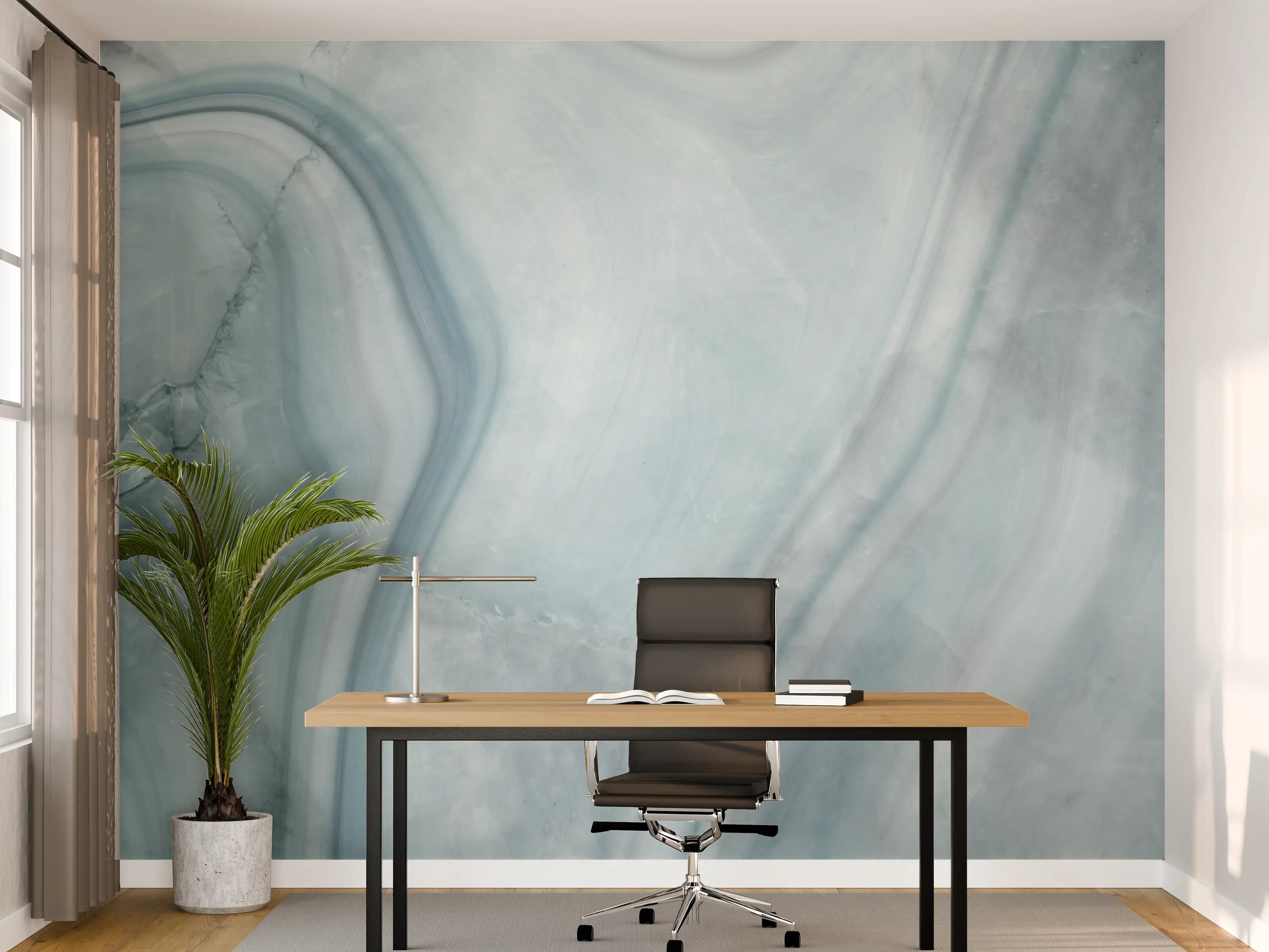 Büro Wandgestaltung - Weiß-Grau-Blauer Marmor