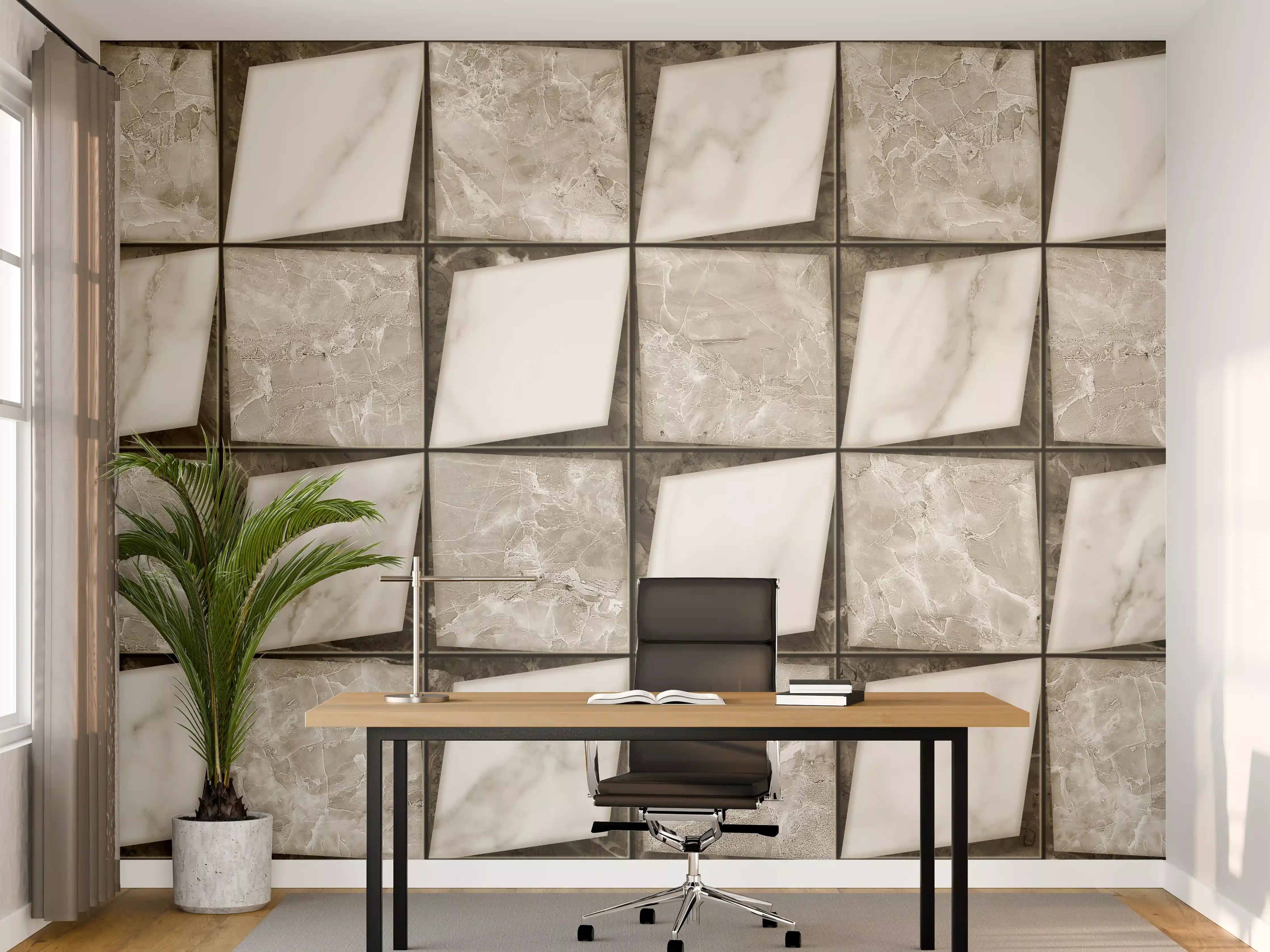 Büro Wandgestaltung - Weiß-Grau Keramik Mosaikfliesen