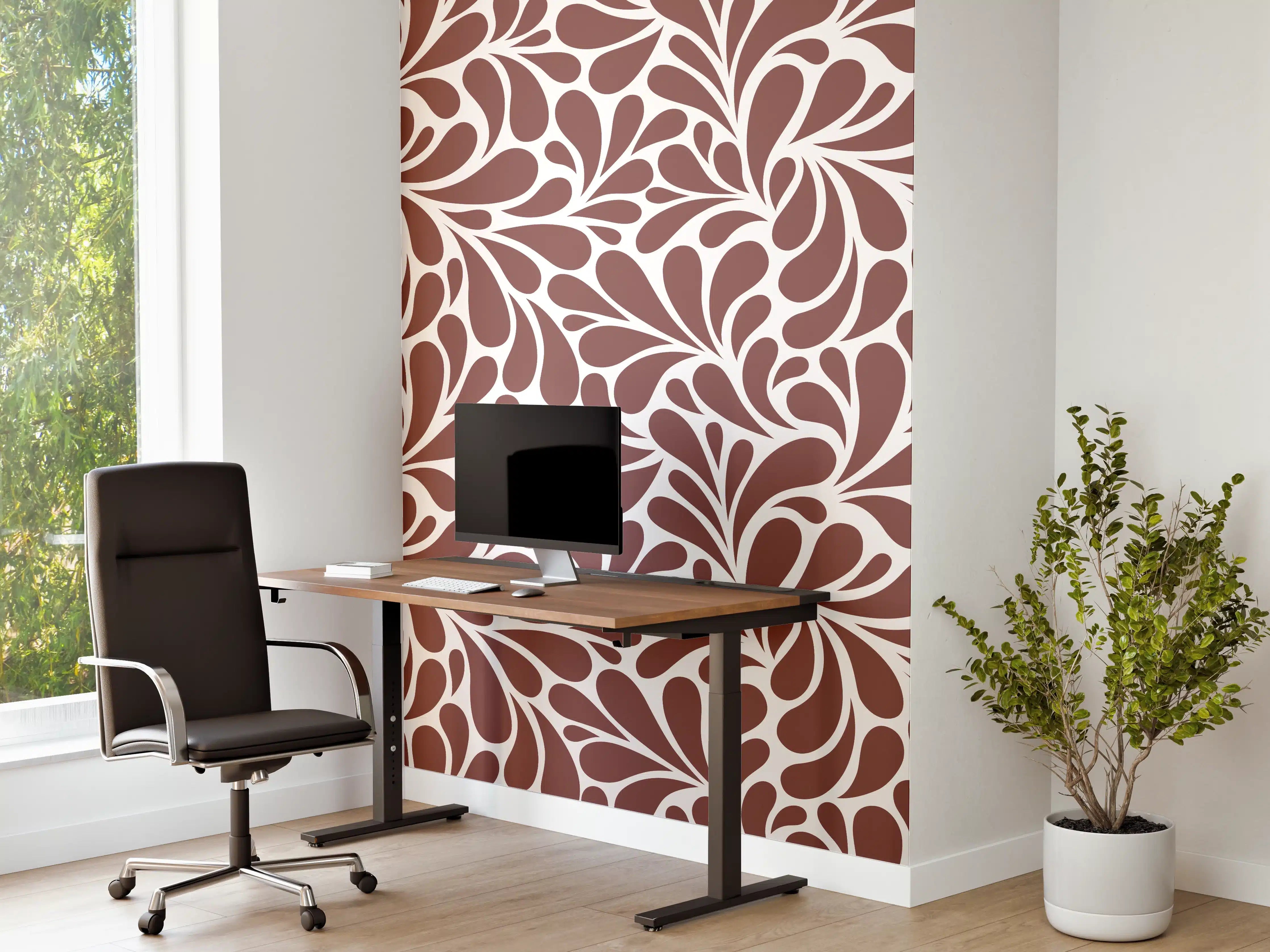 Büro Wandgestaltung - Weiß-Grau-Motive mit floralem Design