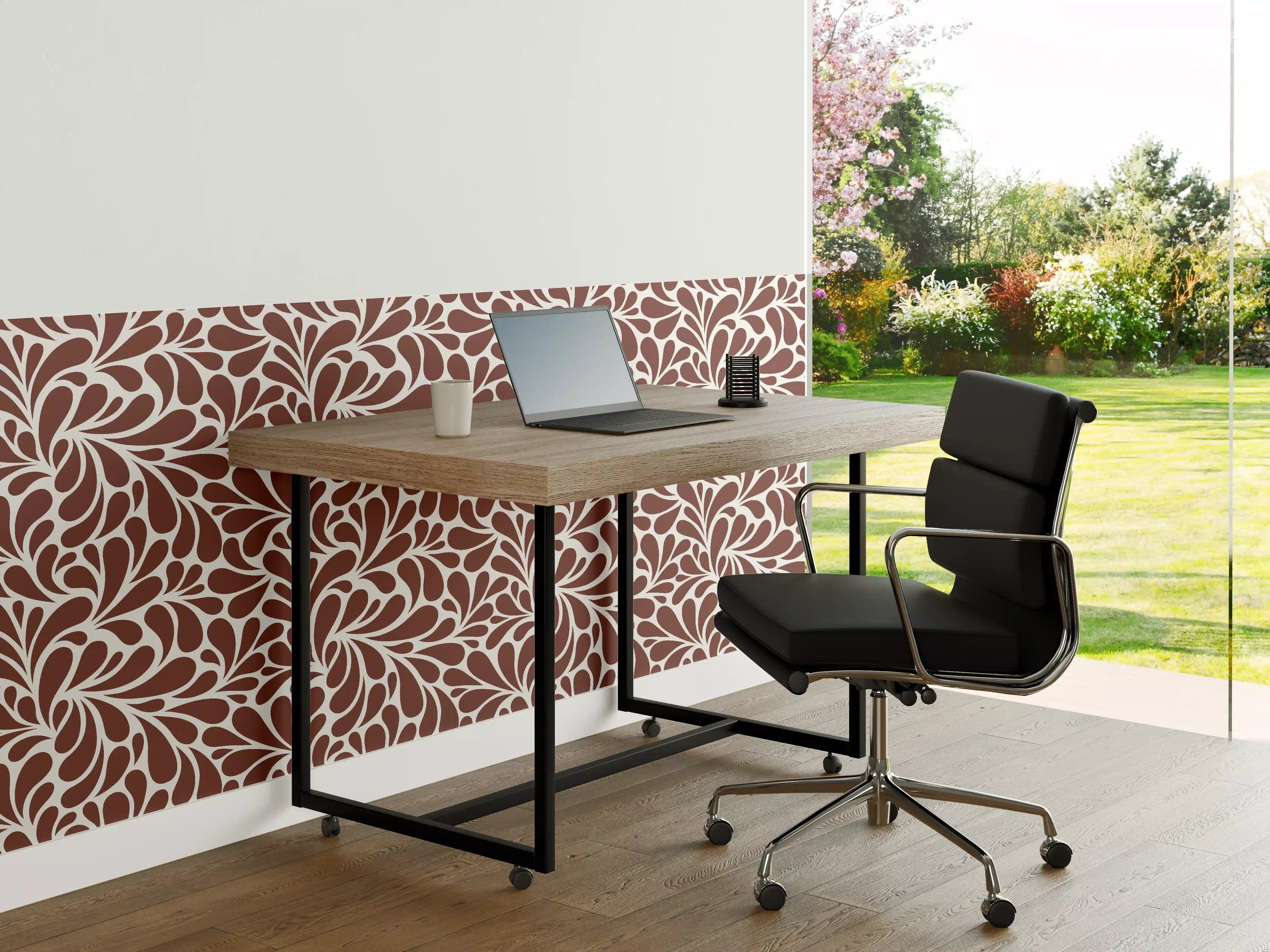 Büro Wandgestaltung - Weiß-Grau-Motive mit floralem Design
