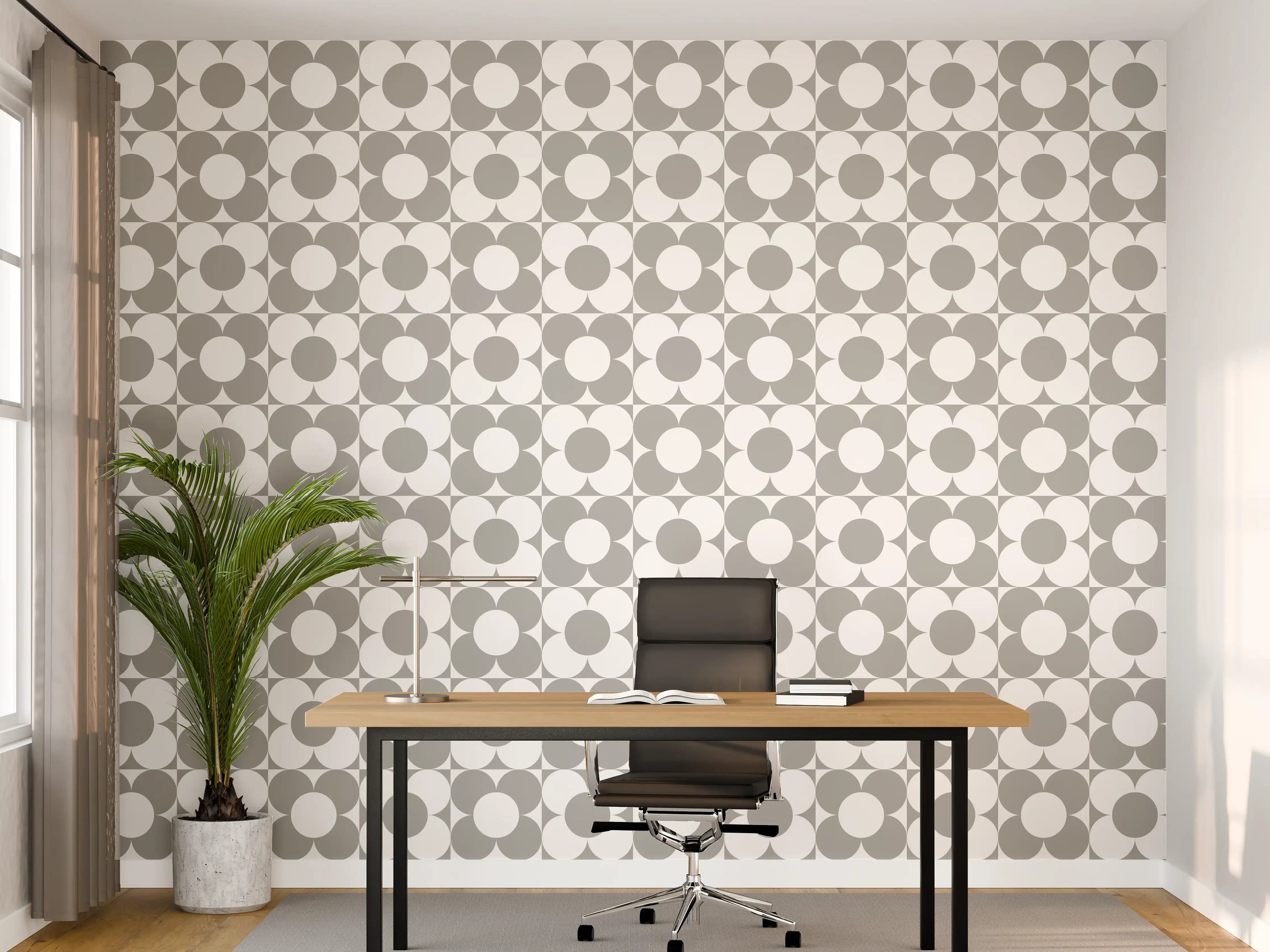 Büro Wandgestaltung - Weiß-Grau-Musterfliese mit feinen Graunuancen