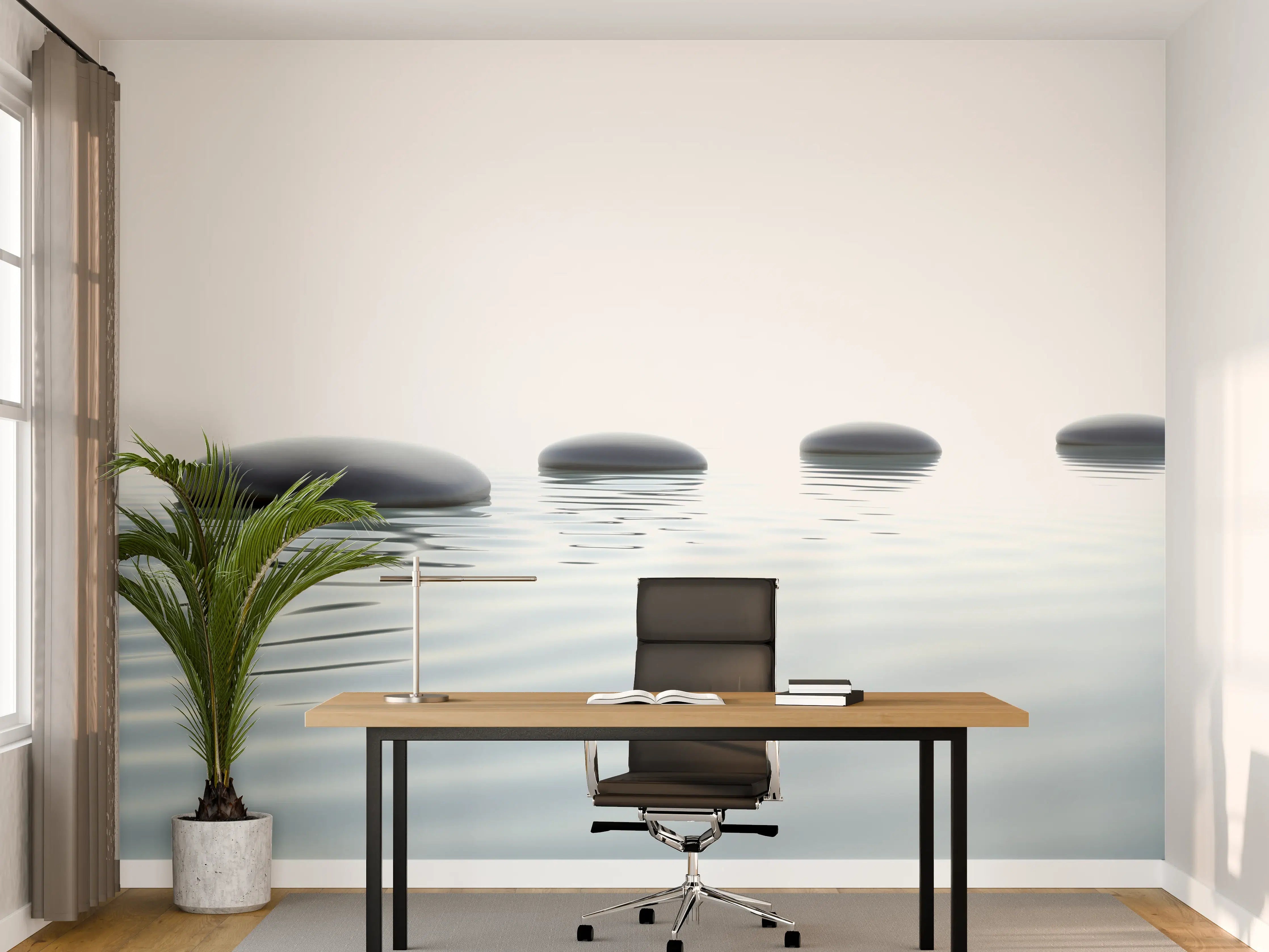 Büro Wandgestaltung - Weiß-Grau Wassersteine