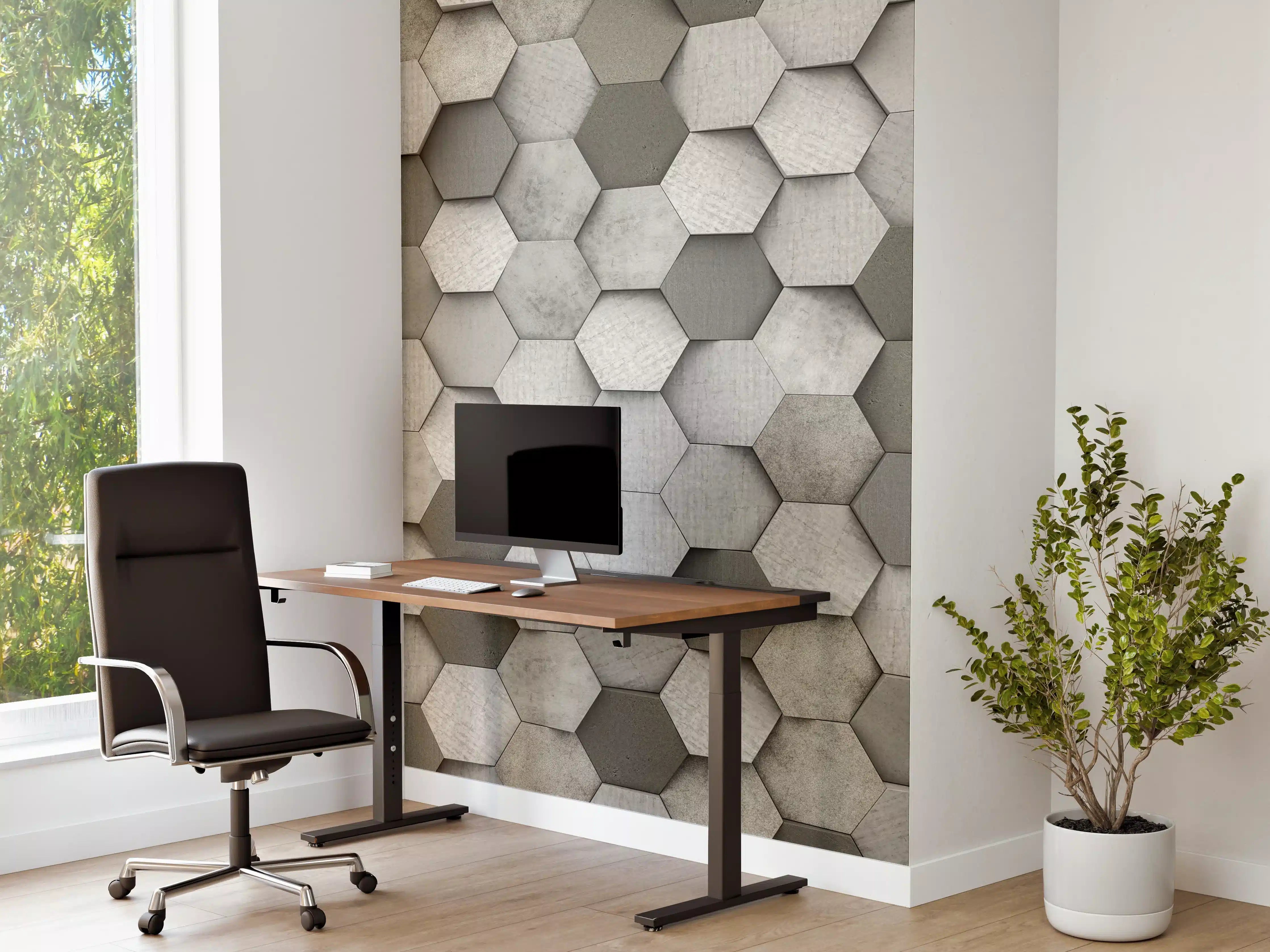 Büro Wandgestaltung - Weiß-Graue Hexagon Struktur