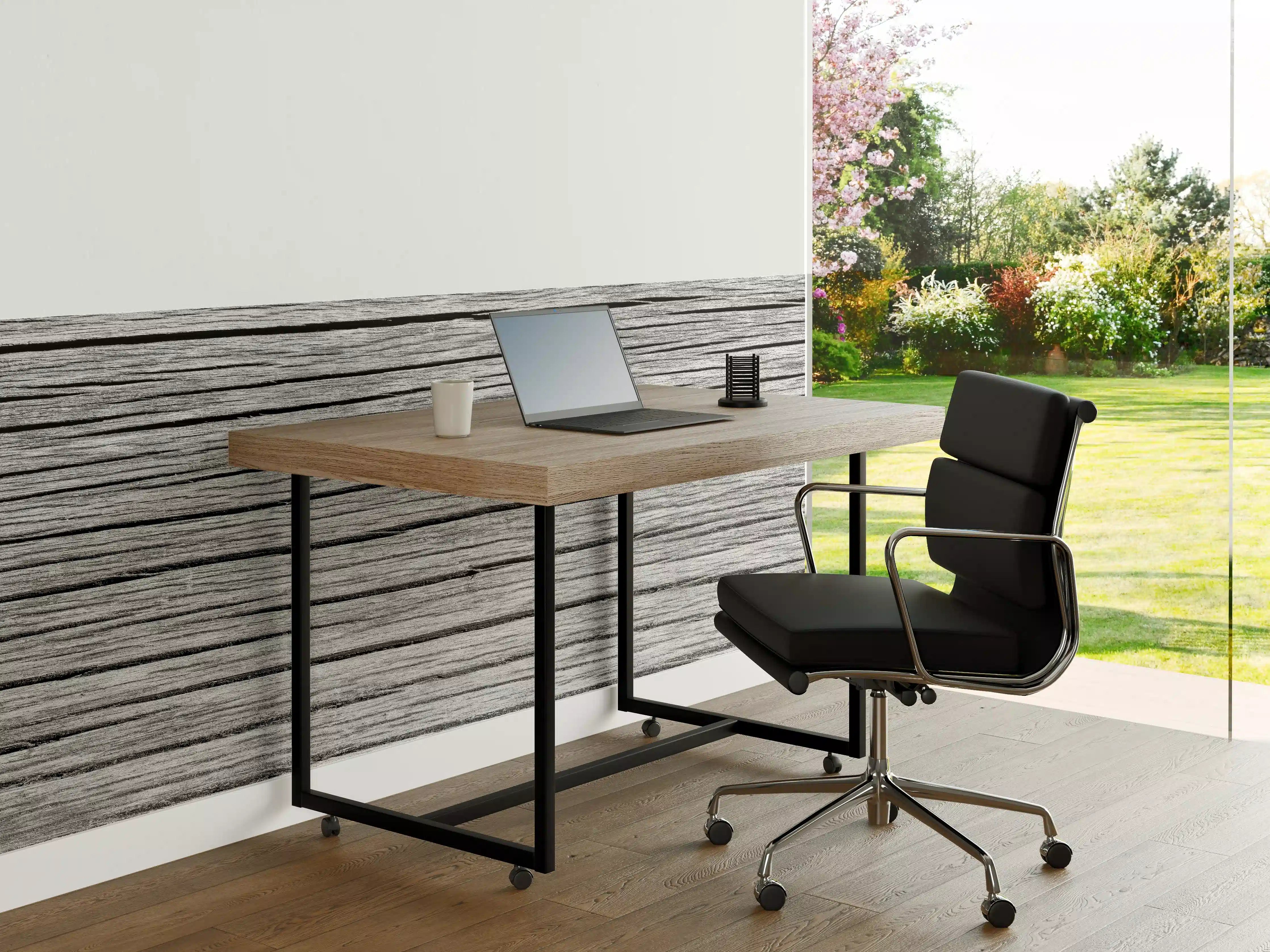 Büro Wandgestaltung - Weiß-Graue Holztextur Panorama