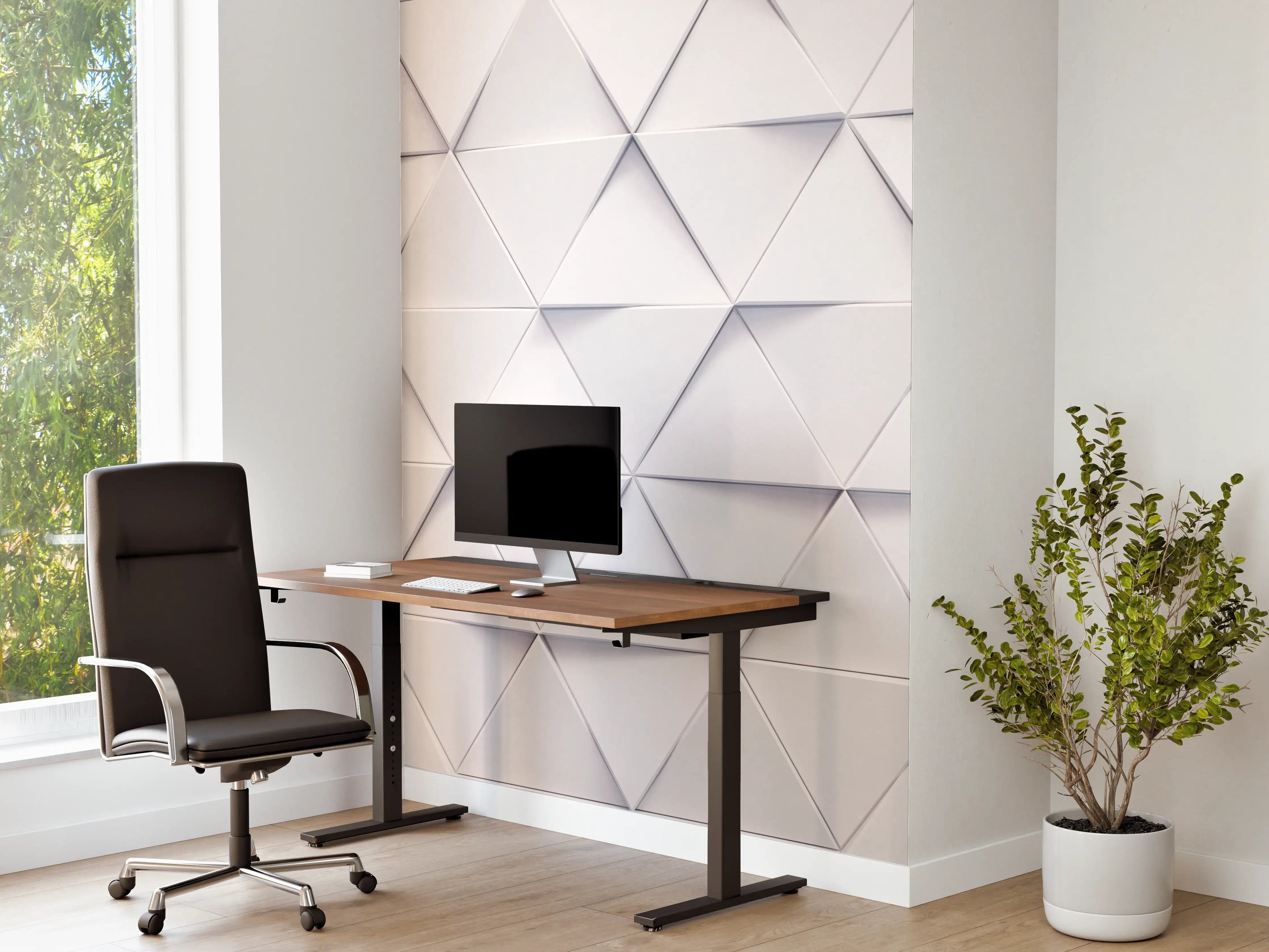 Büro Wandgestaltung - Weiß-Graues Dreiecksmuster
