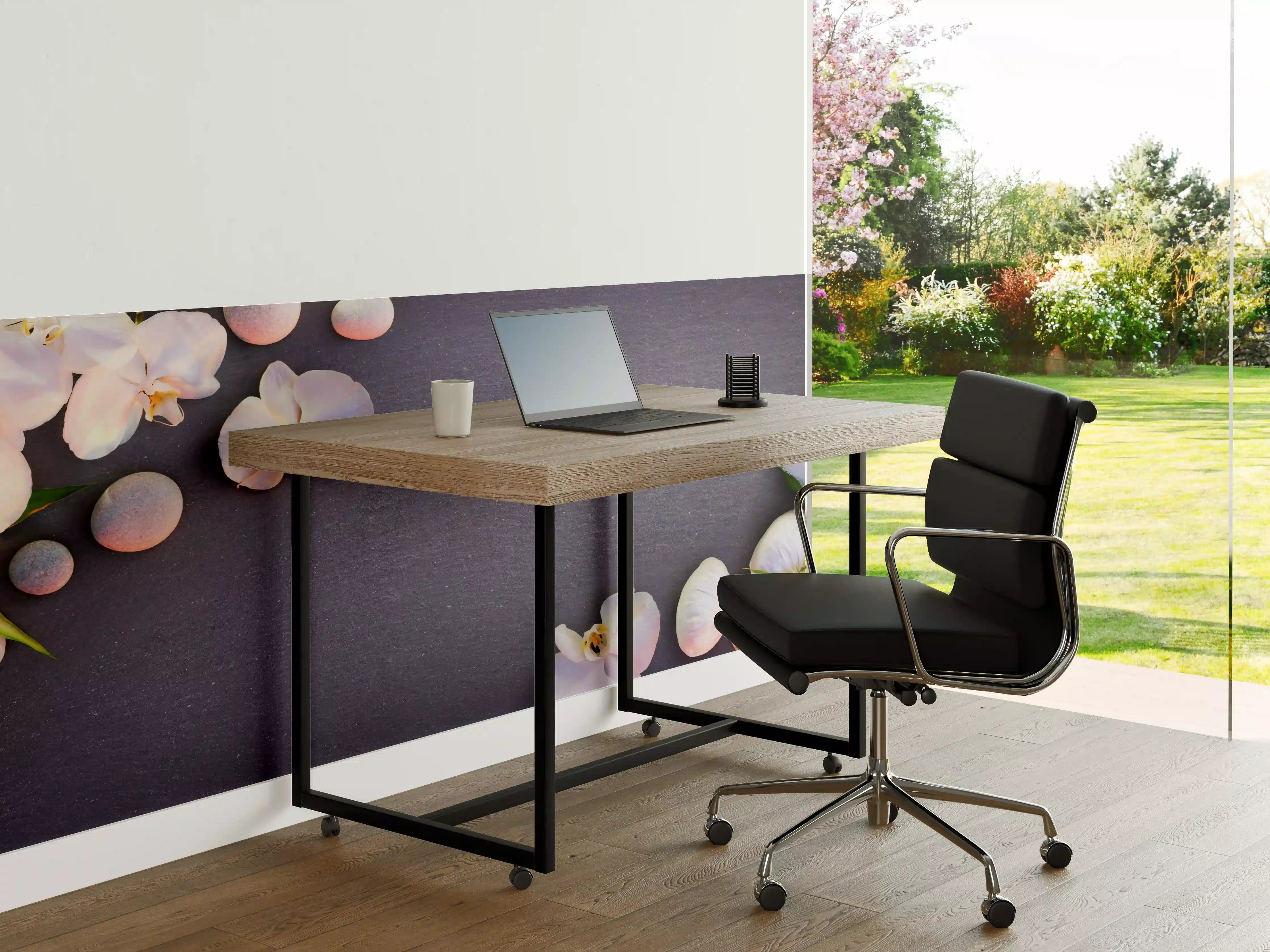 Büro Wandgestaltung - Weiß-Rosa Orchideen auf Schiefer