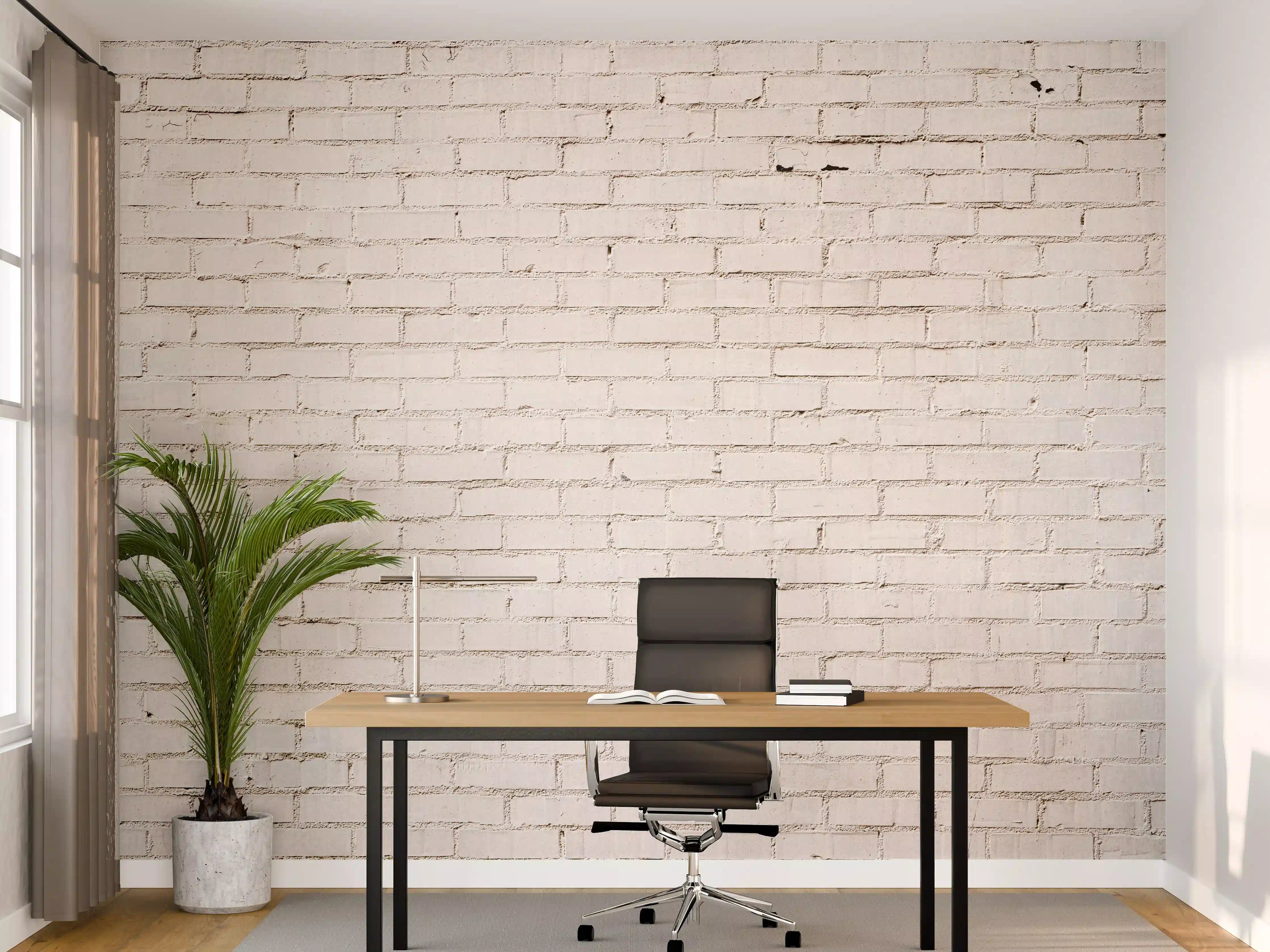 Büro Wandgestaltung - Weiß gestrichene Ziegelwand