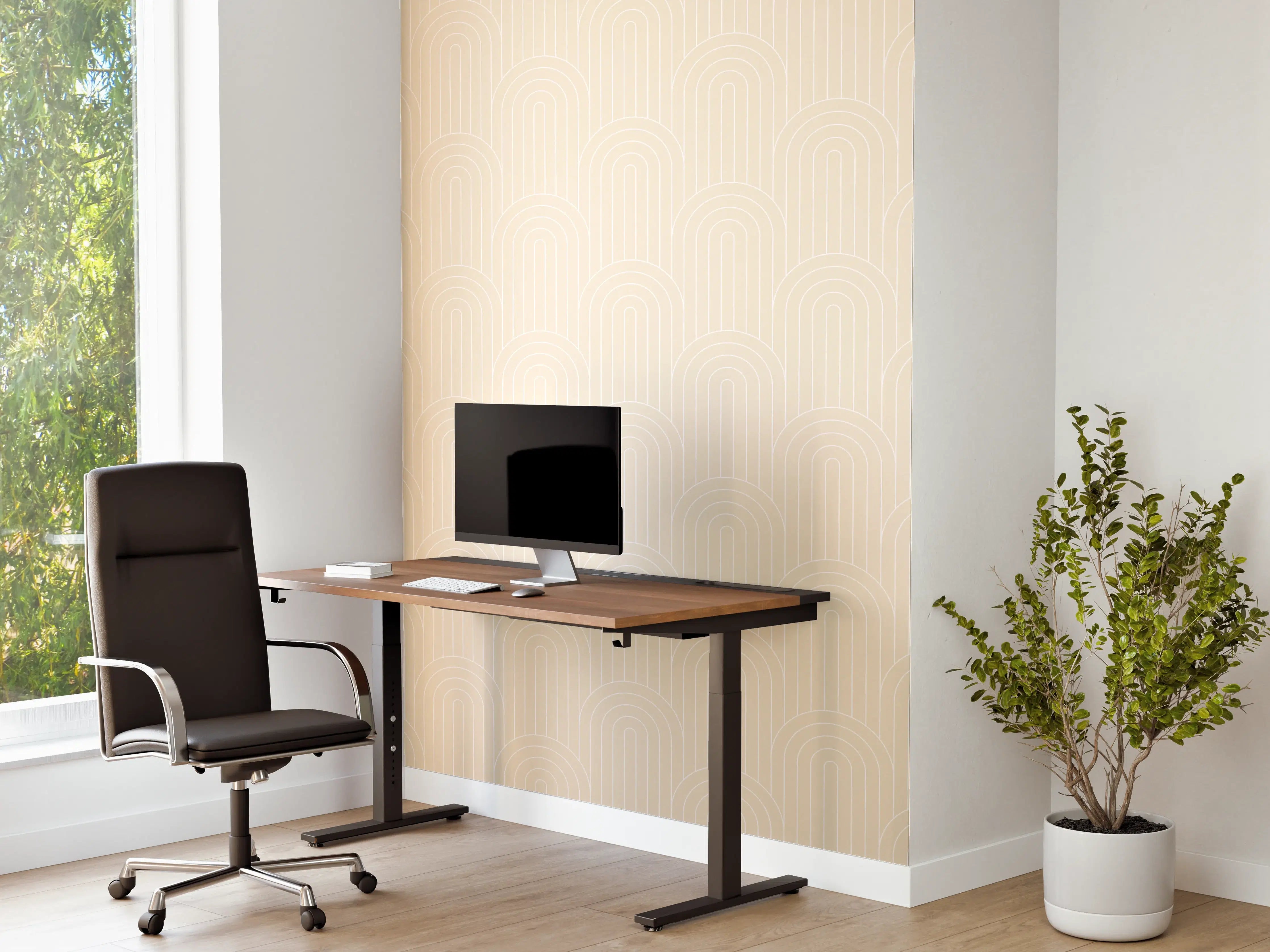 Büro Wandgestaltung - Weiße Arcate mit Crema-Tönen