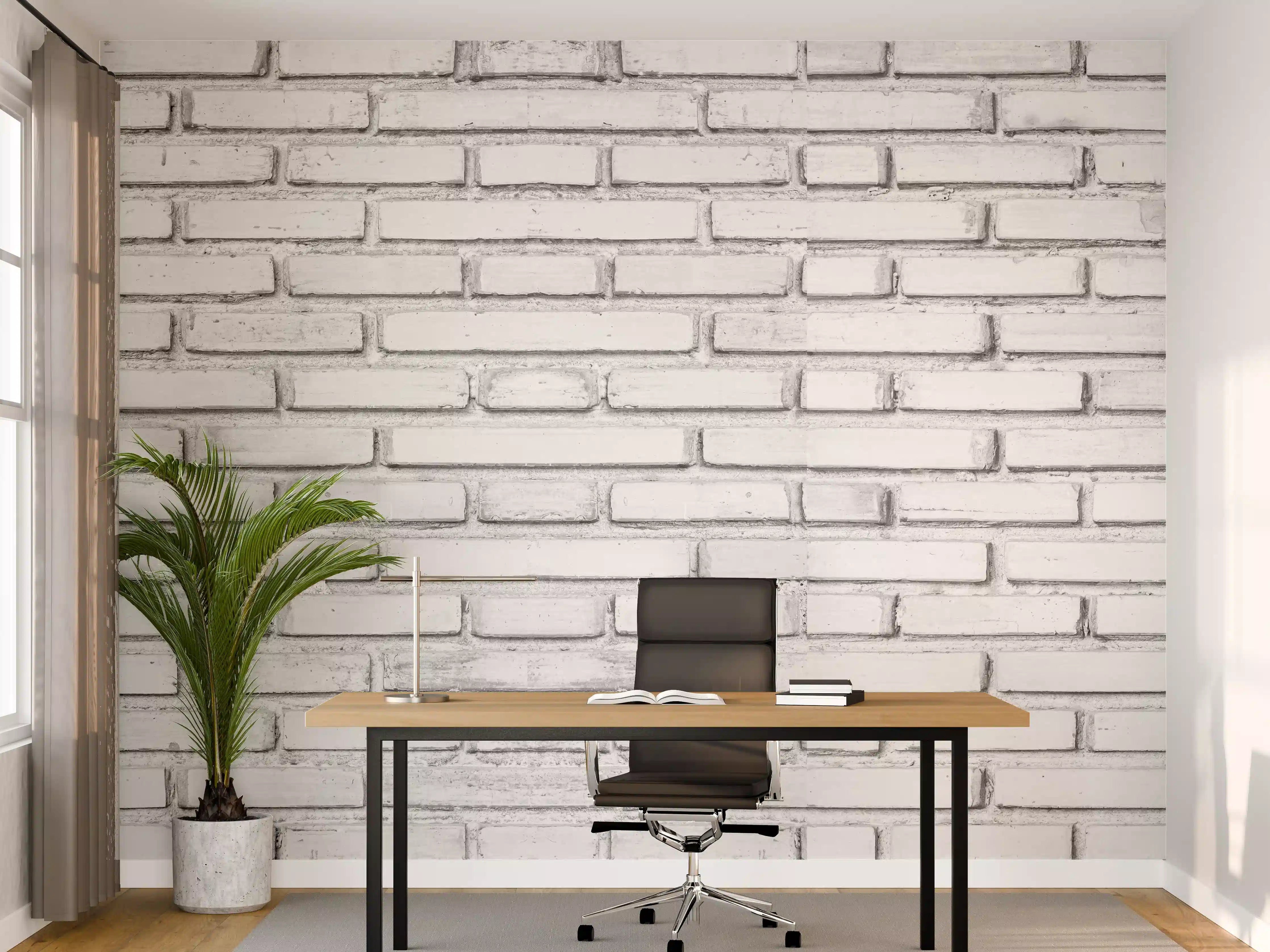 Büro Wandgestaltung - Weiße Backsteinmauer