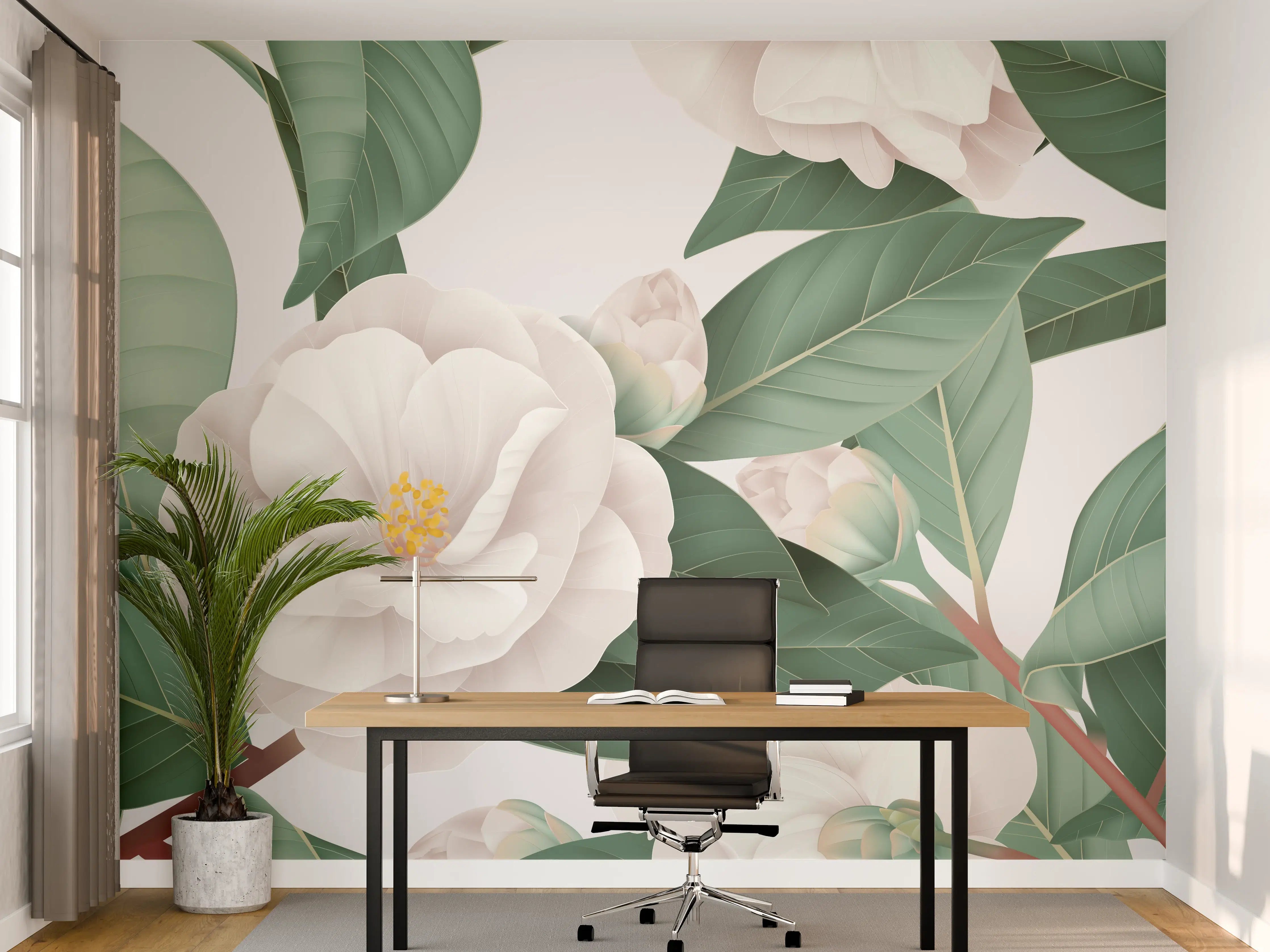 Büro Wandgestaltung - Weiße Blüten
