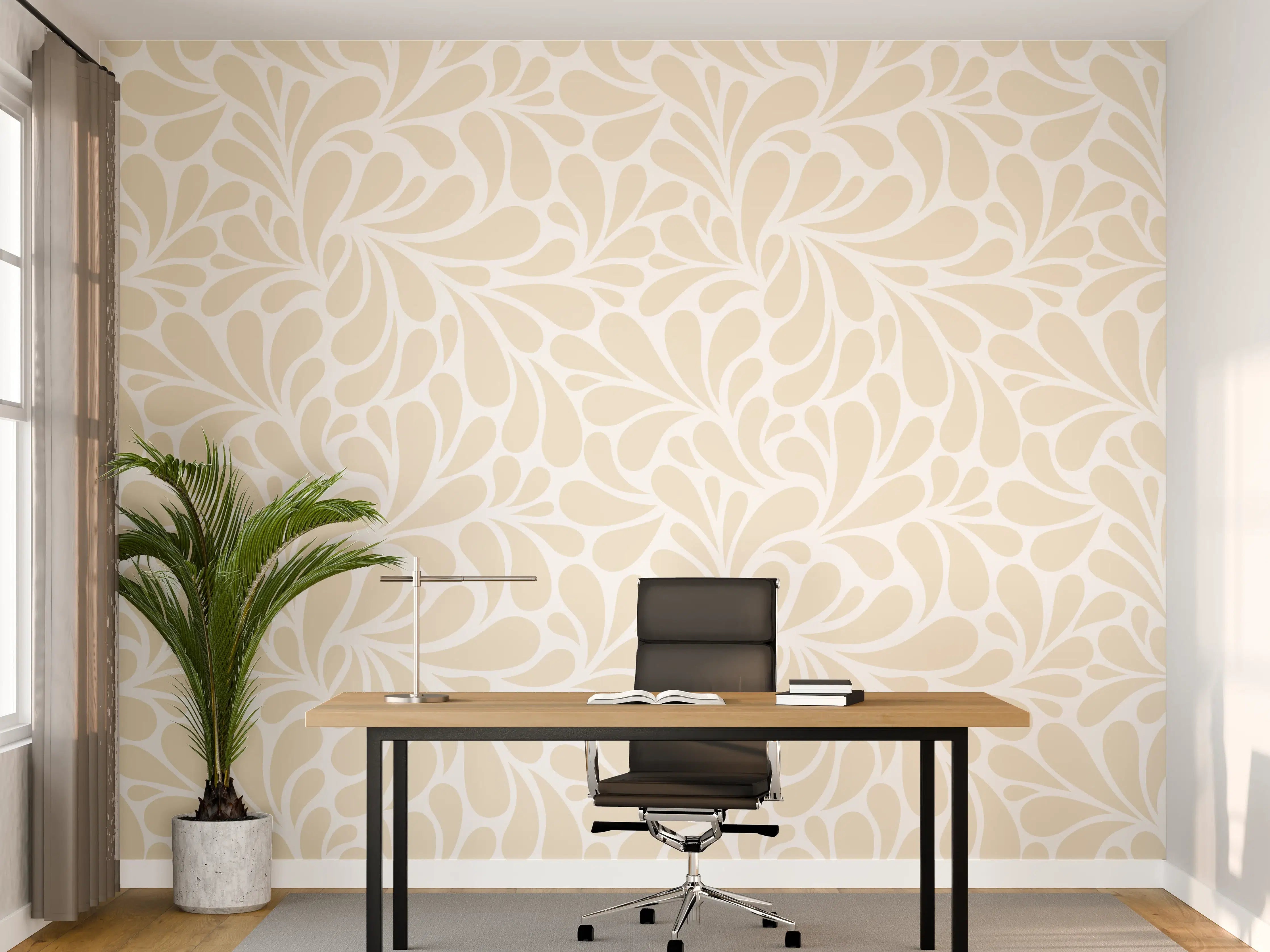 Büro Wandgestaltung - Weiße Blumenmauer mit zarten Akzenten
