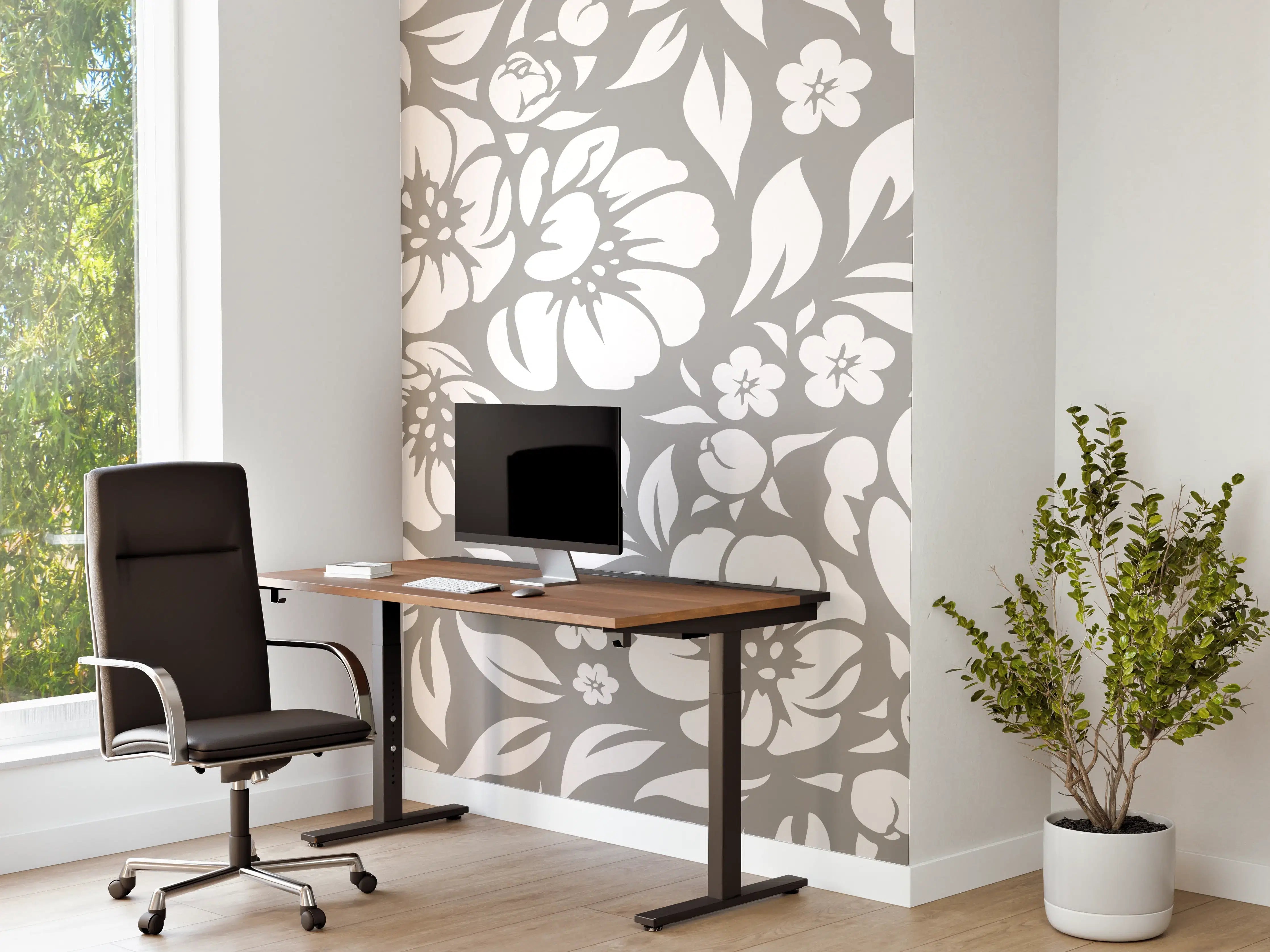Büro Wandgestaltung - Weiße Blumenmuster-Fliese
