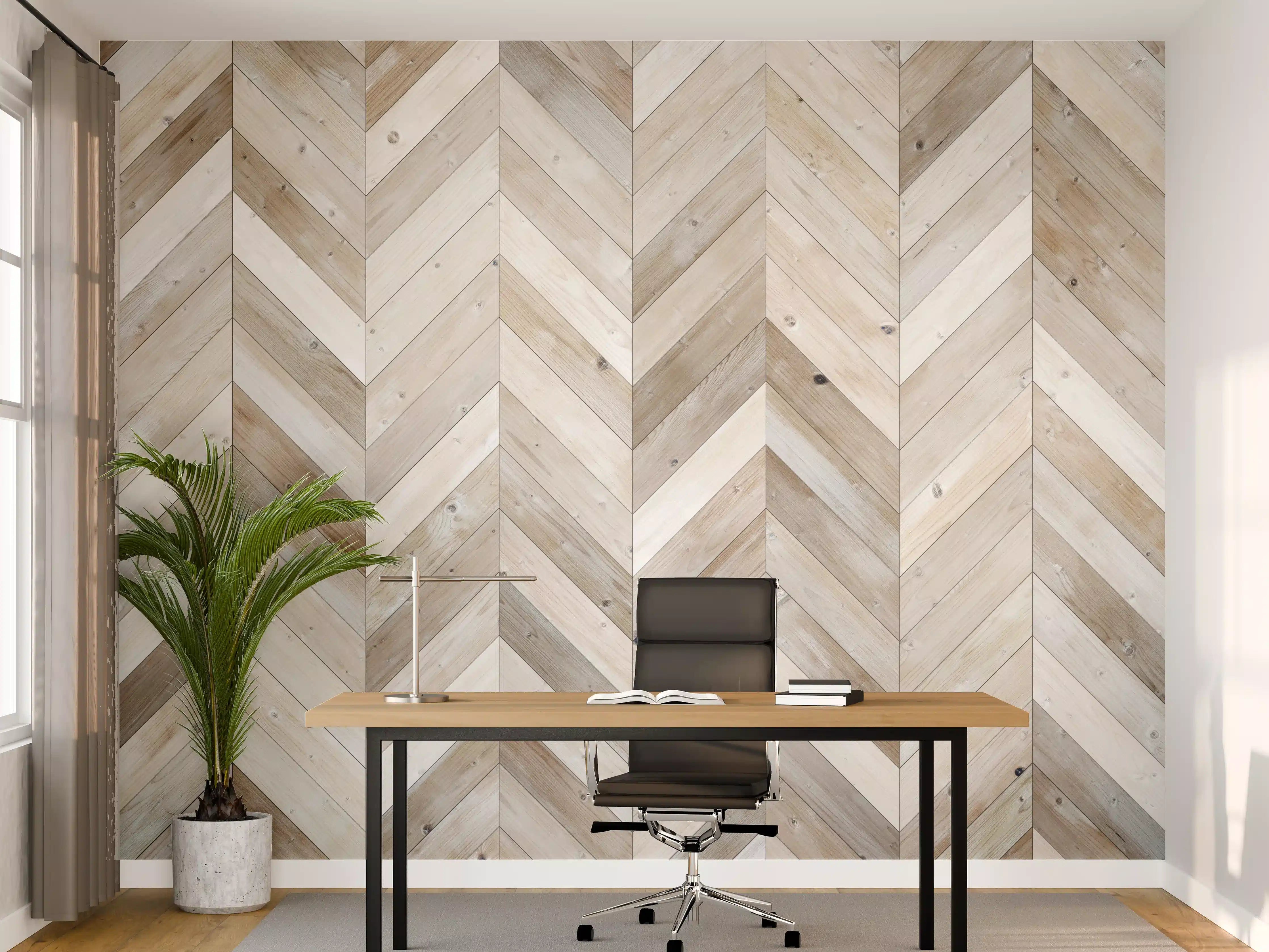 Büro Wandgestaltung - Weiße Chevron Textur
