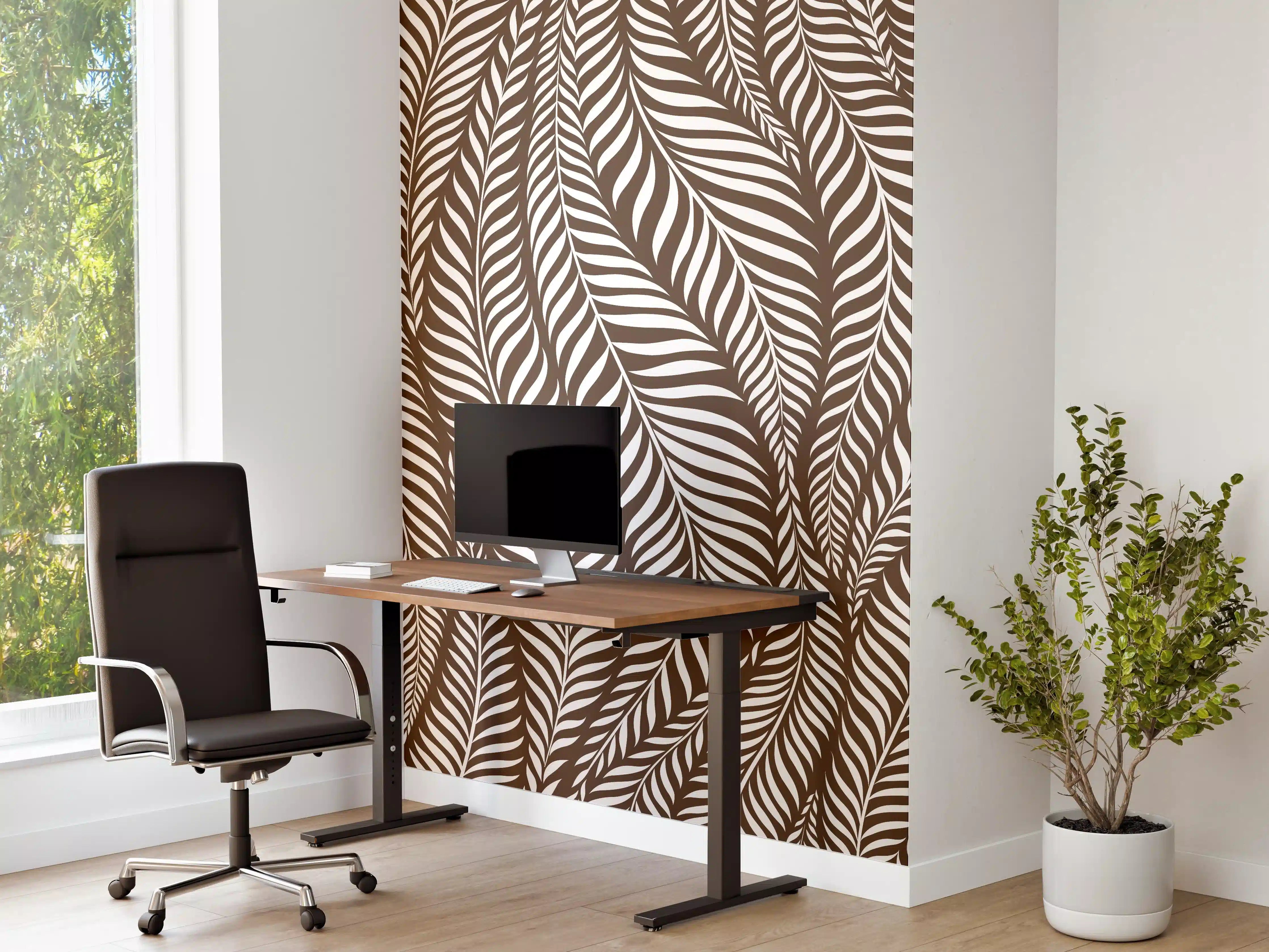 Büro Wandgestaltung - Weiße Grau-Marmor-Tischplatte