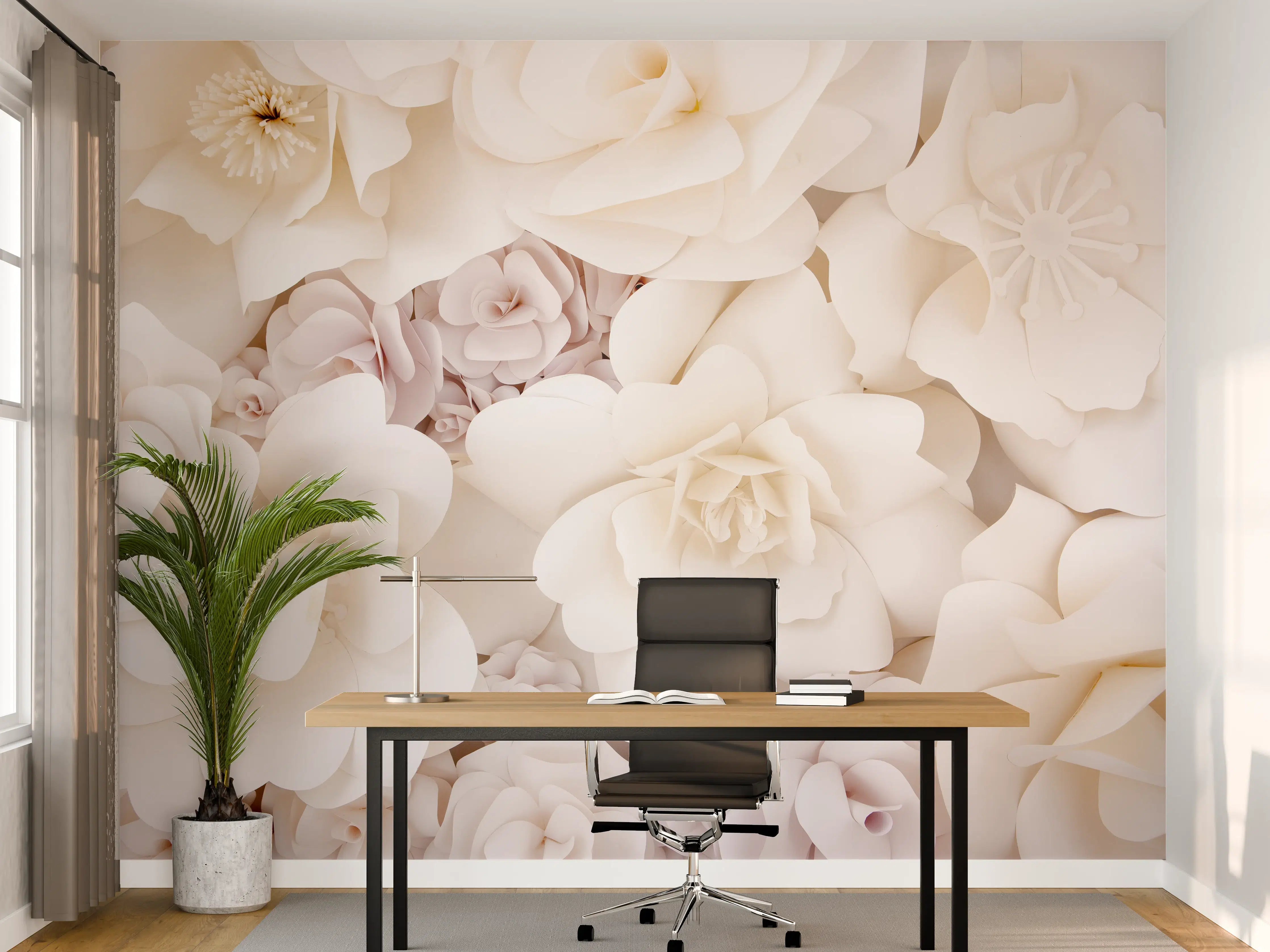 Büro Wandgestaltung - Weiße Korallen auf Blau