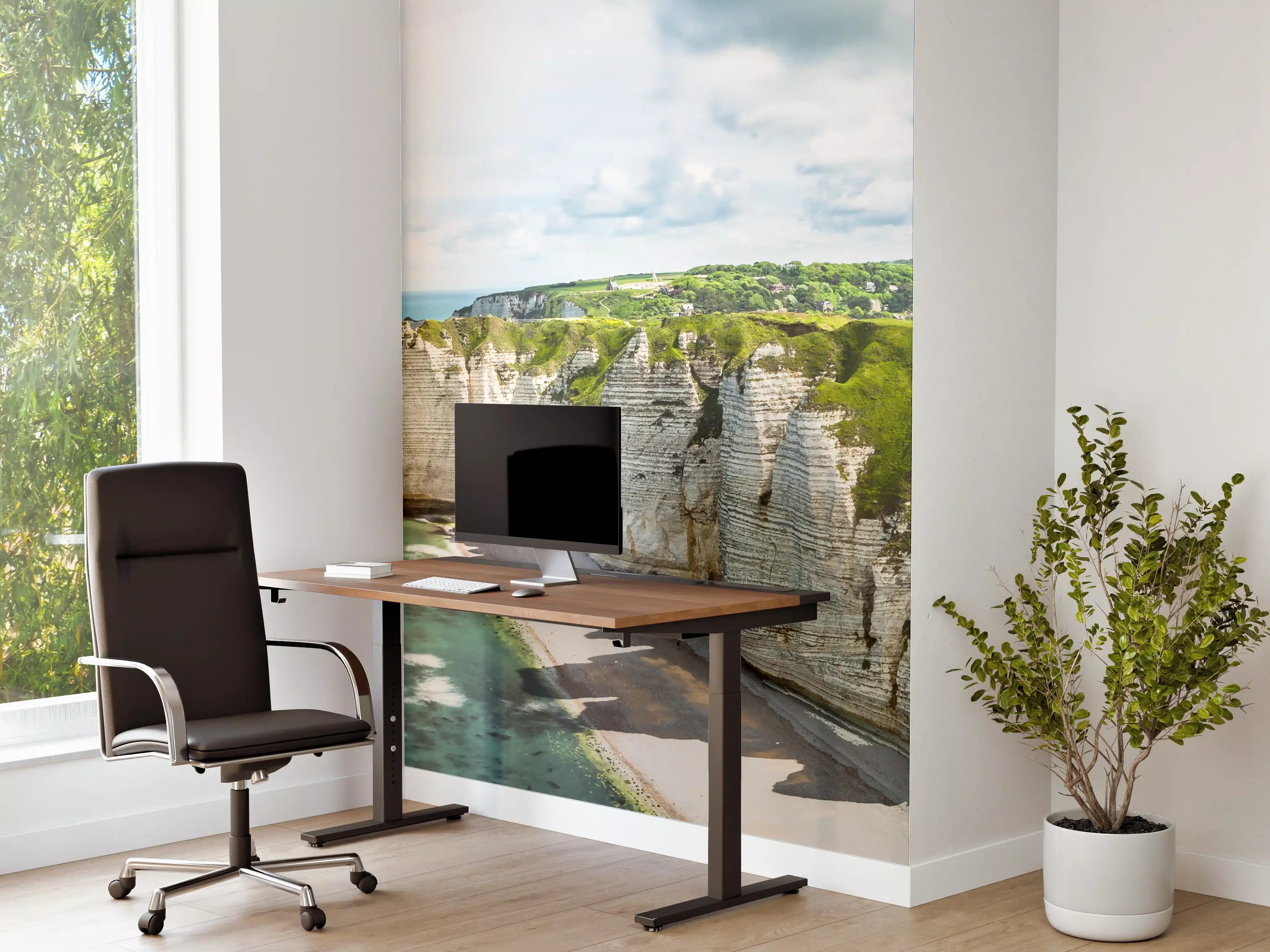 Büro Wandgestaltung - Weiße Kreidefelsen an der Küste mit grünem Kliff