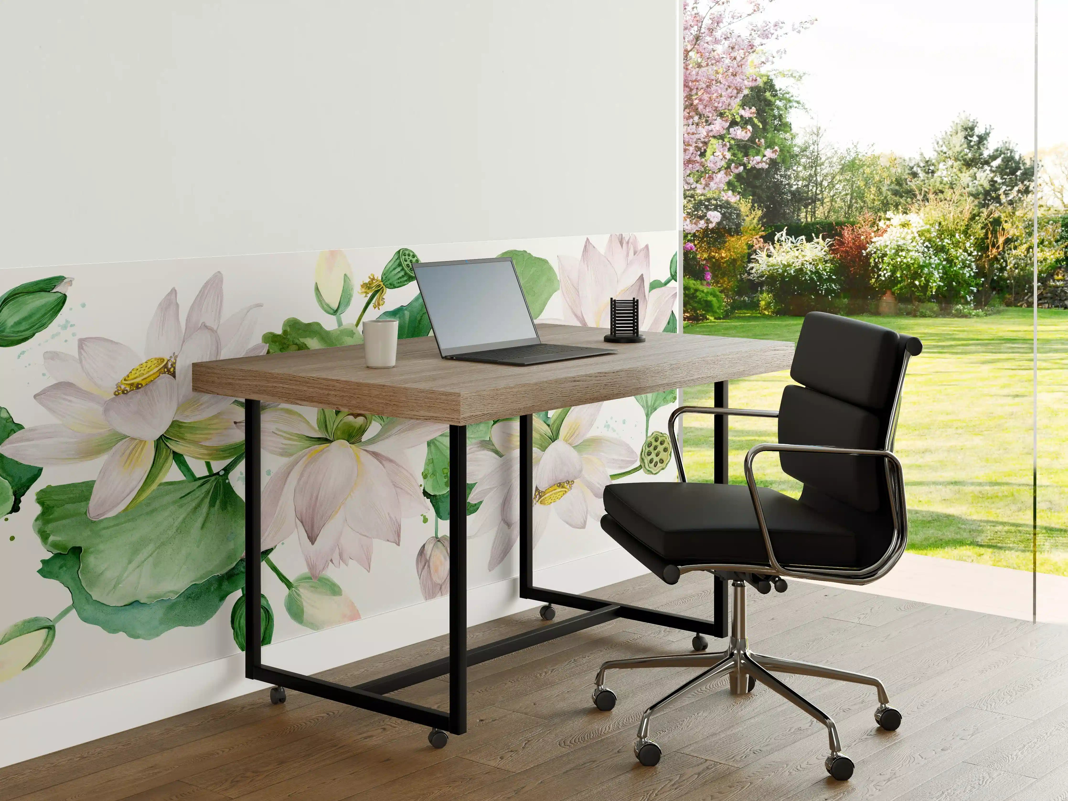 Büro Wandgestaltung - Weiße Lotusblumen - nahtlose Muster