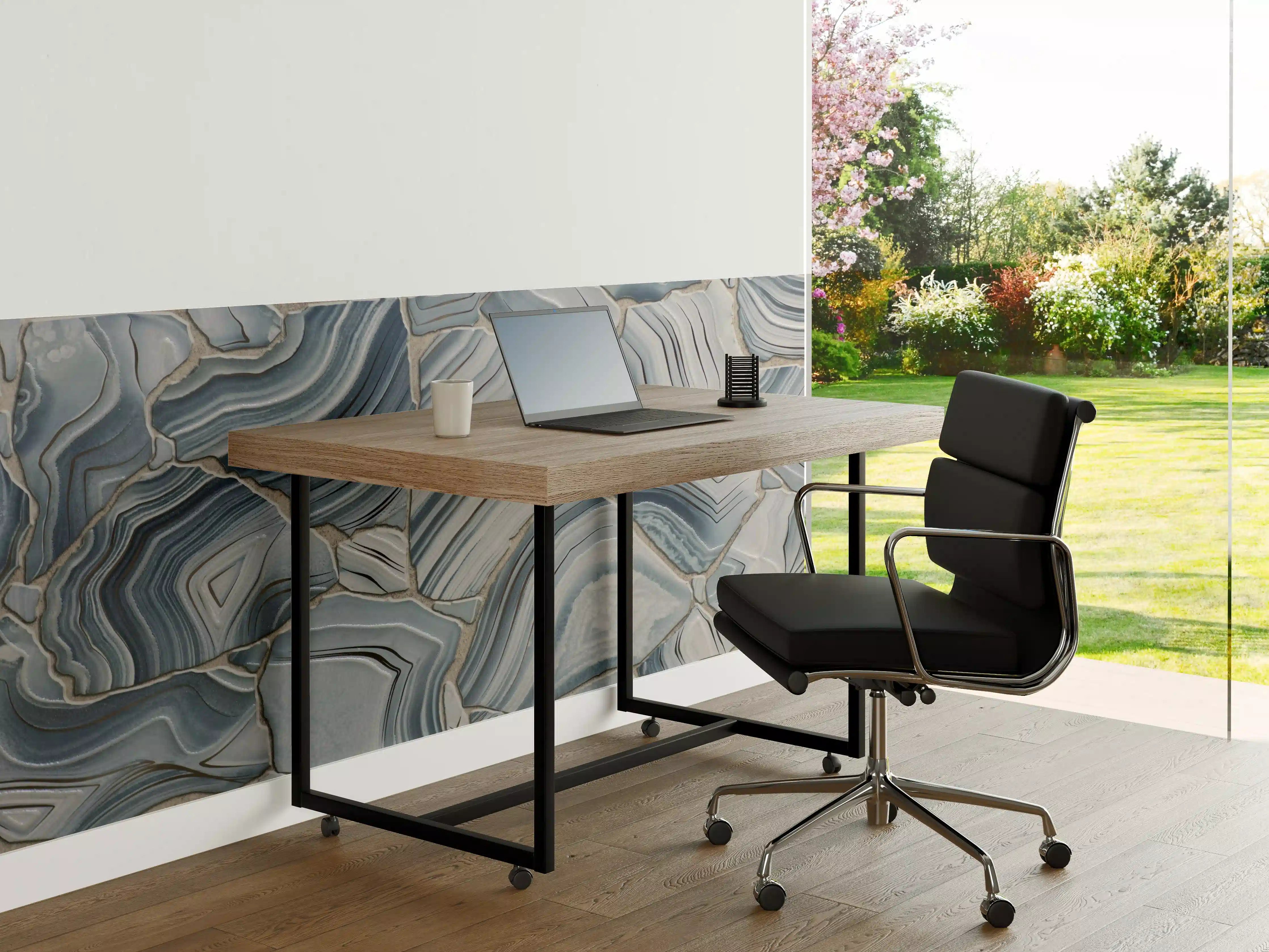 Büro Wandgestaltung - Weiße Marmor-Textur mit blauen Nuancen