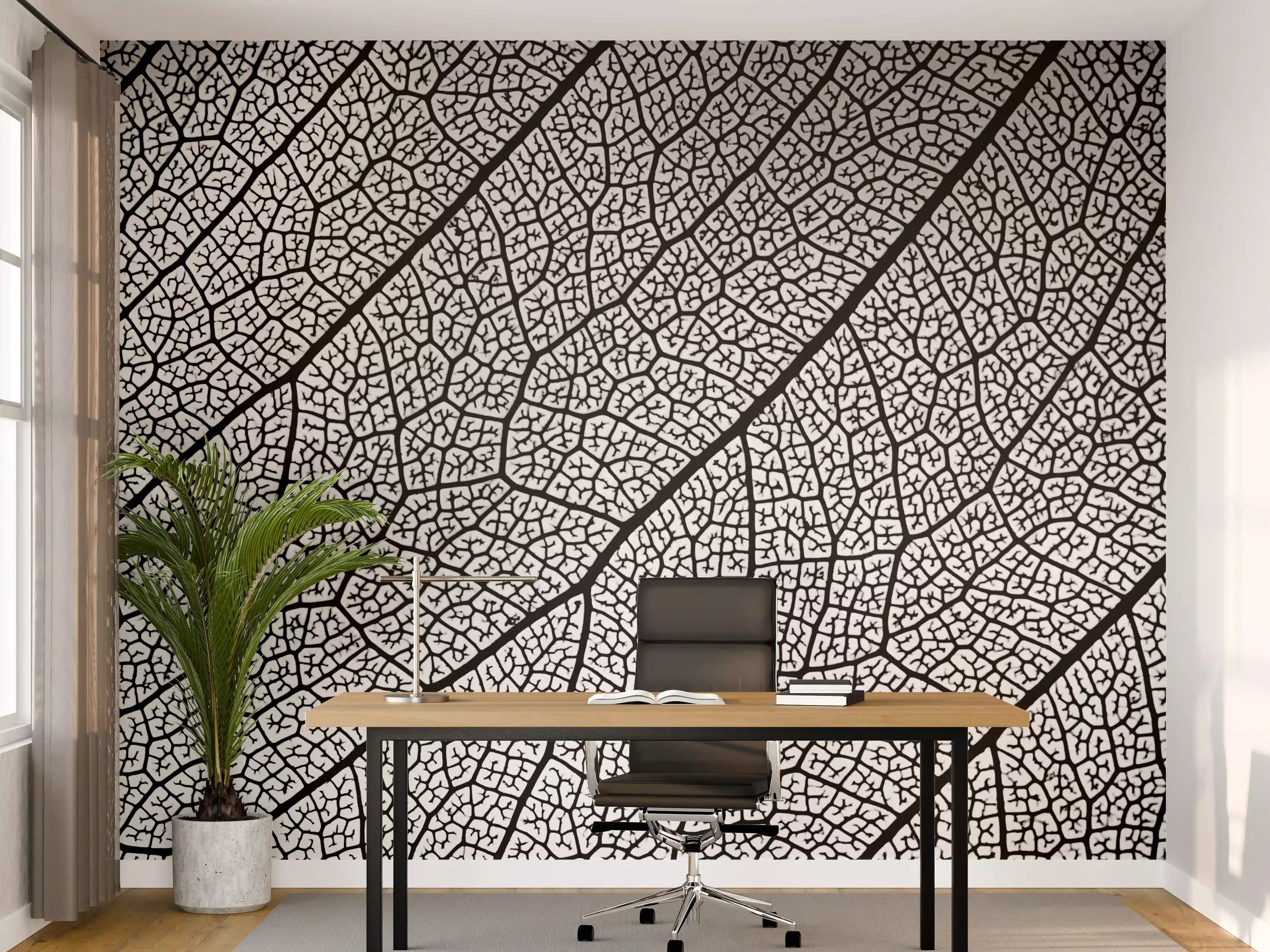 Büro Wandgestaltung - Weiße Marmor Textur mit dunklen Linien