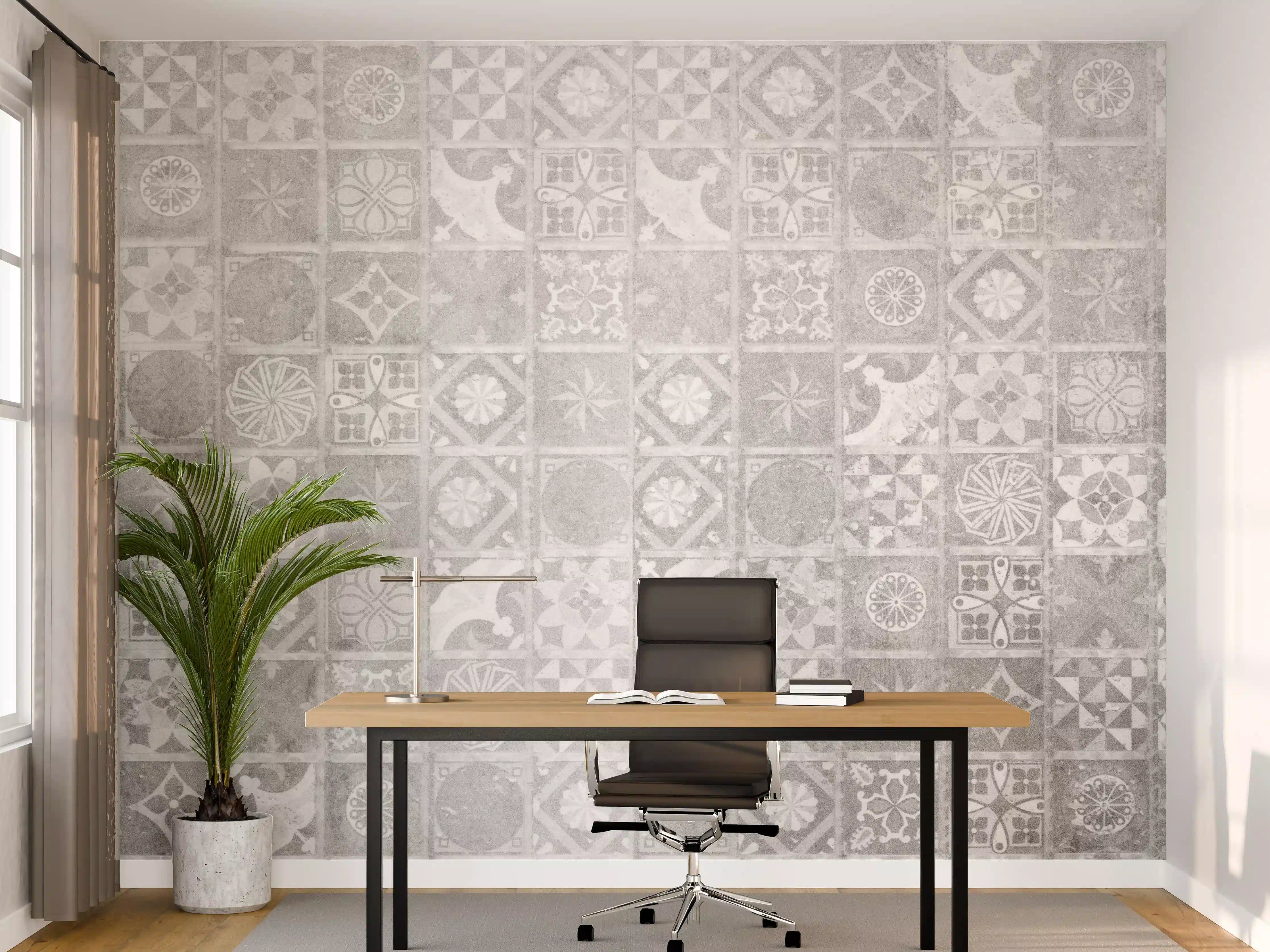Büro Wandgestaltung - Weiße Mauer mit grauer Struktur