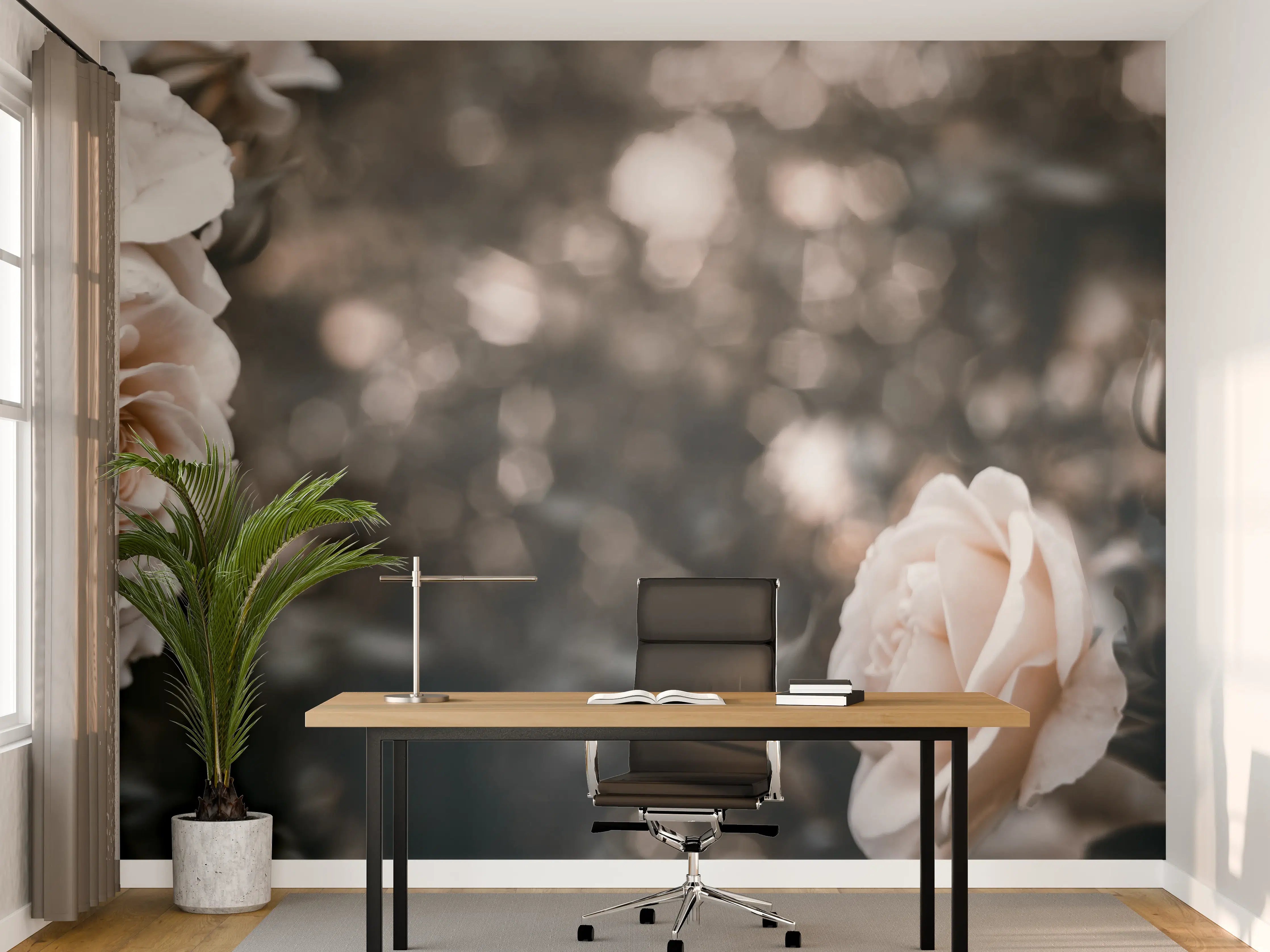 Büro Wandgestaltung - Weisse Pastell- Rosen - Fine Art
