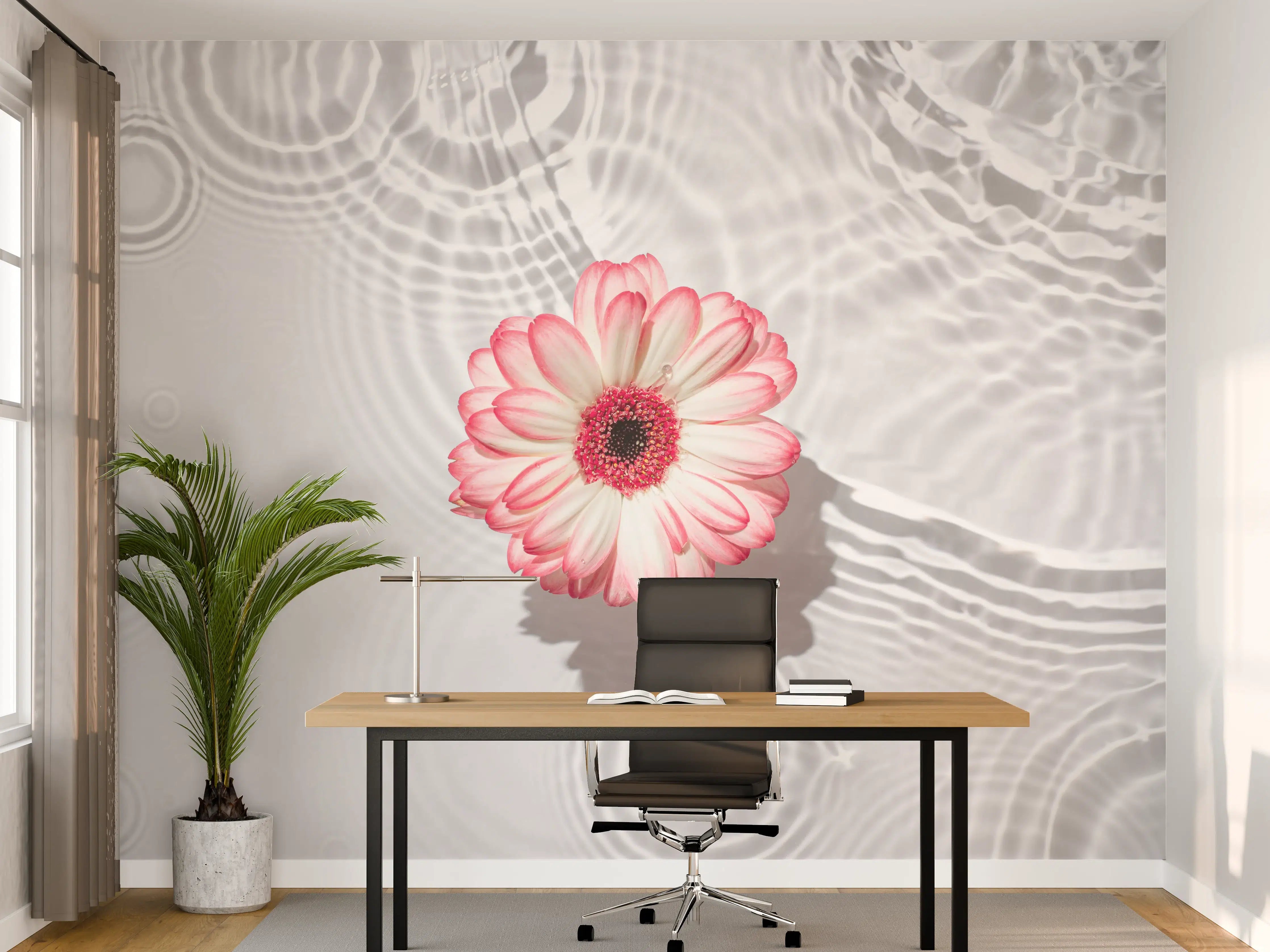 Büro Wandgestaltung - Weiße Wasserblume in Rosa