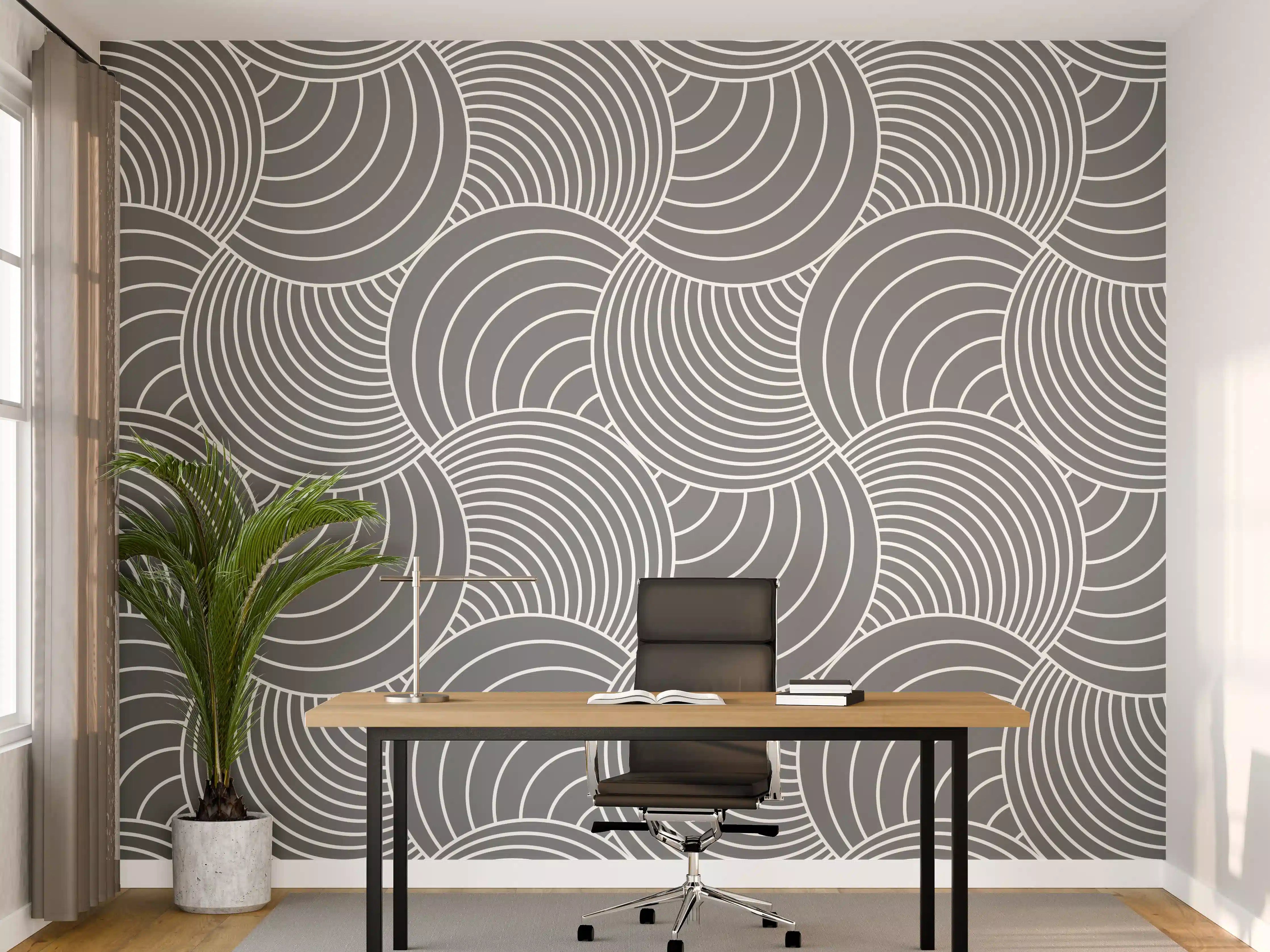 Büro Wandgestaltung - Weiße Wellen-Grafik in der Küche