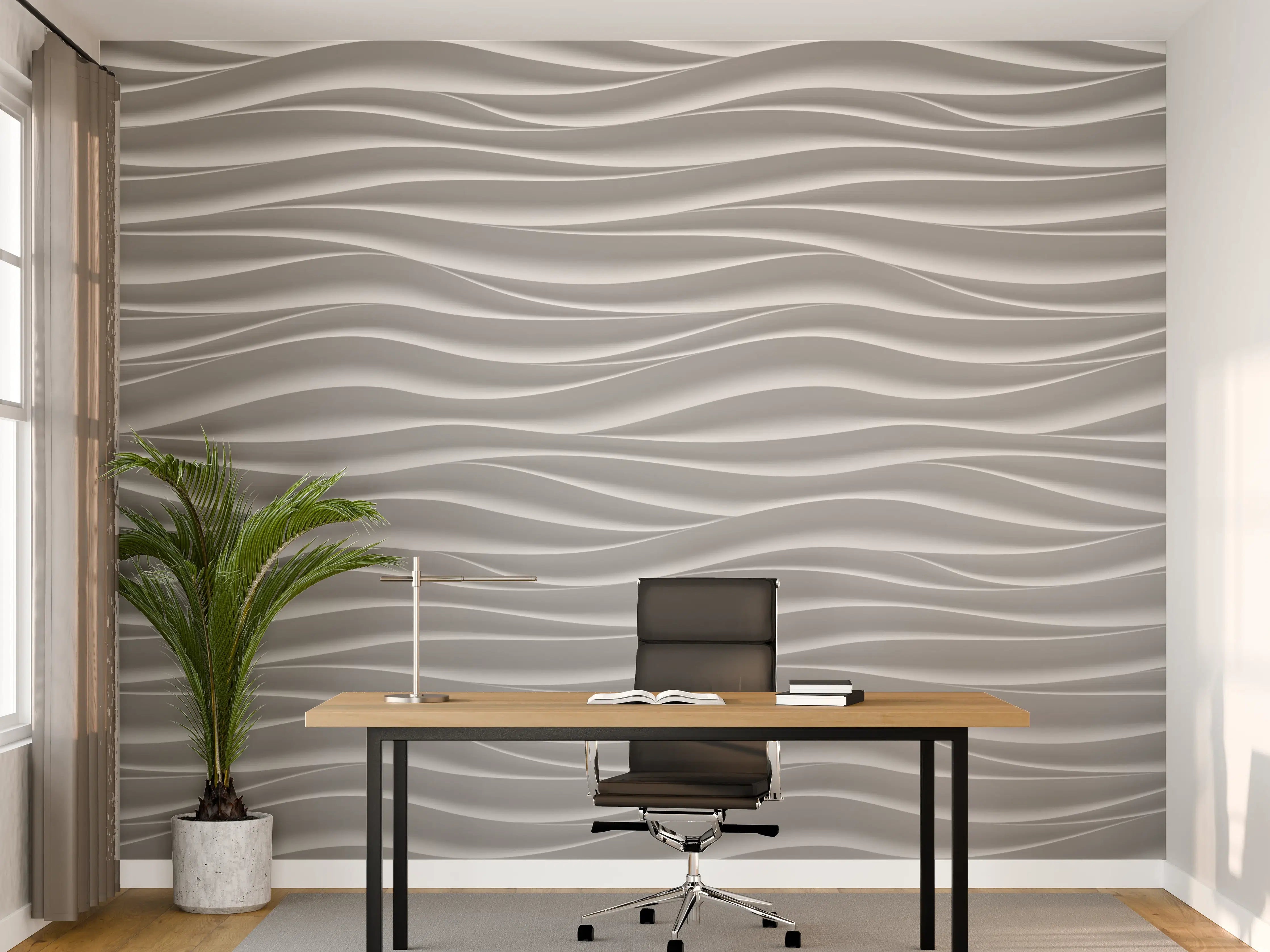 Büro Wandgestaltung - Weiße Wellenmuster Textur