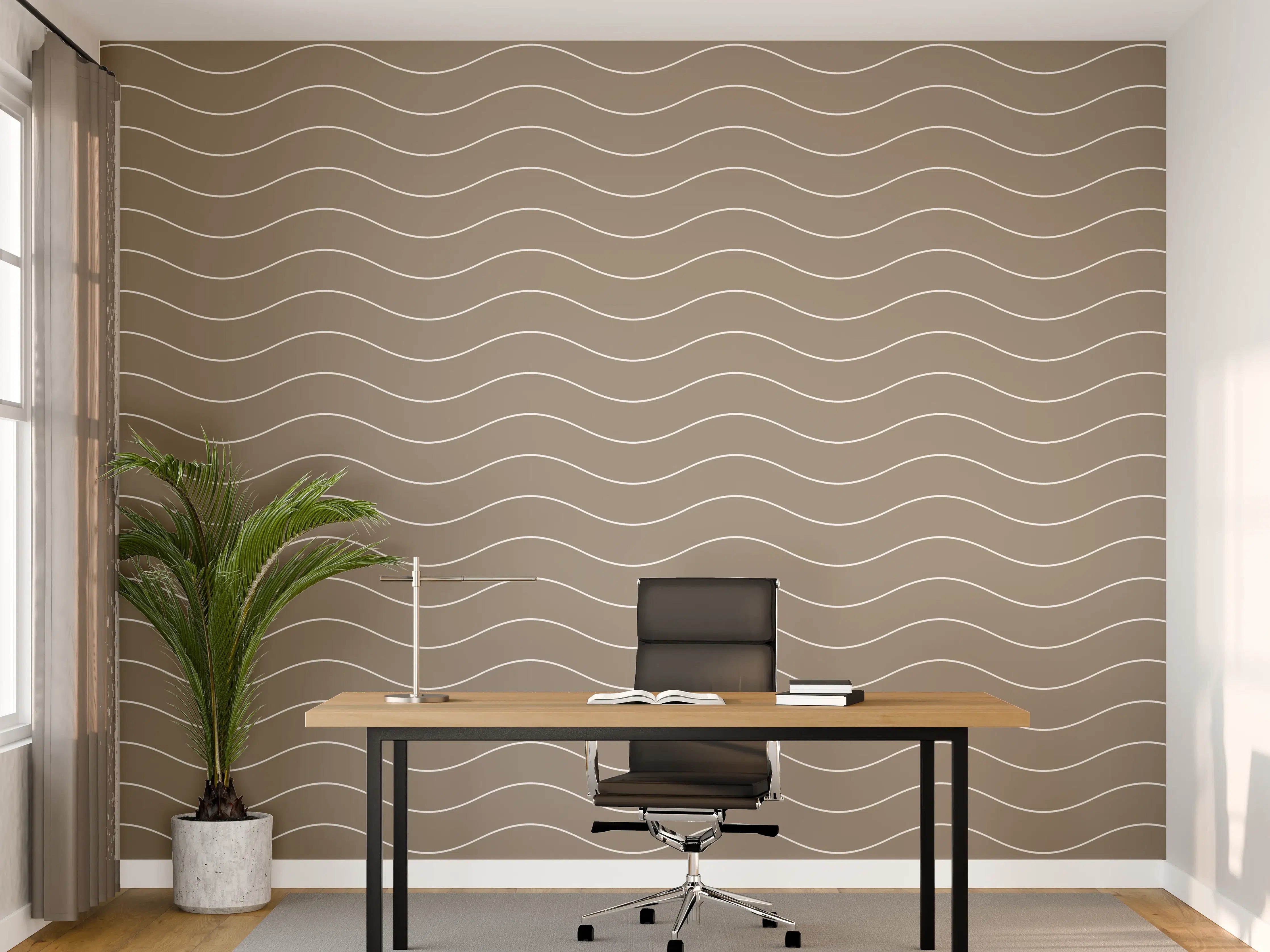 Büro Wandgestaltung - Weiße Wellenschale mit Grautönen