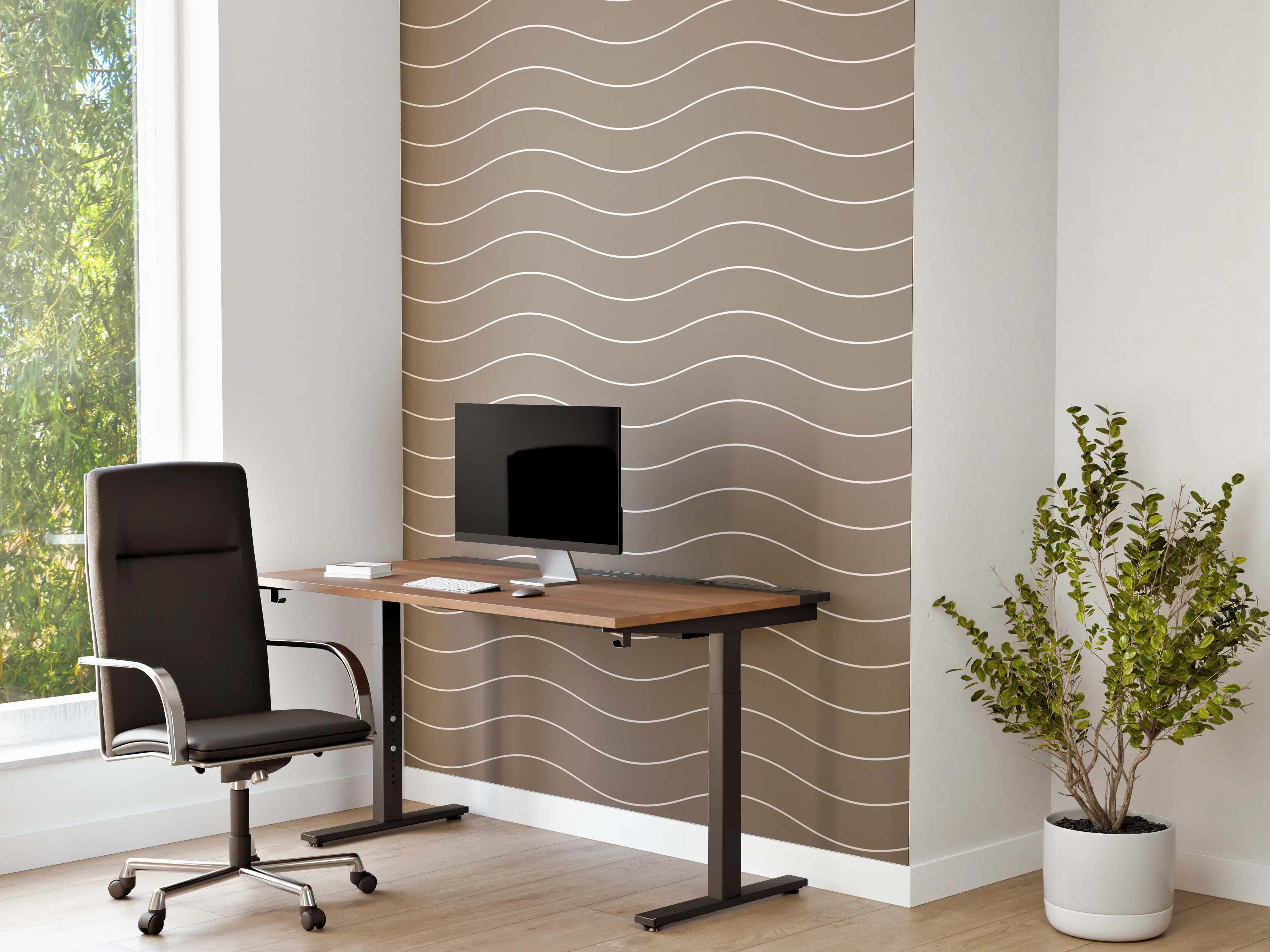 Büro Wandgestaltung - Weiße Wellenschale mit Grautönen