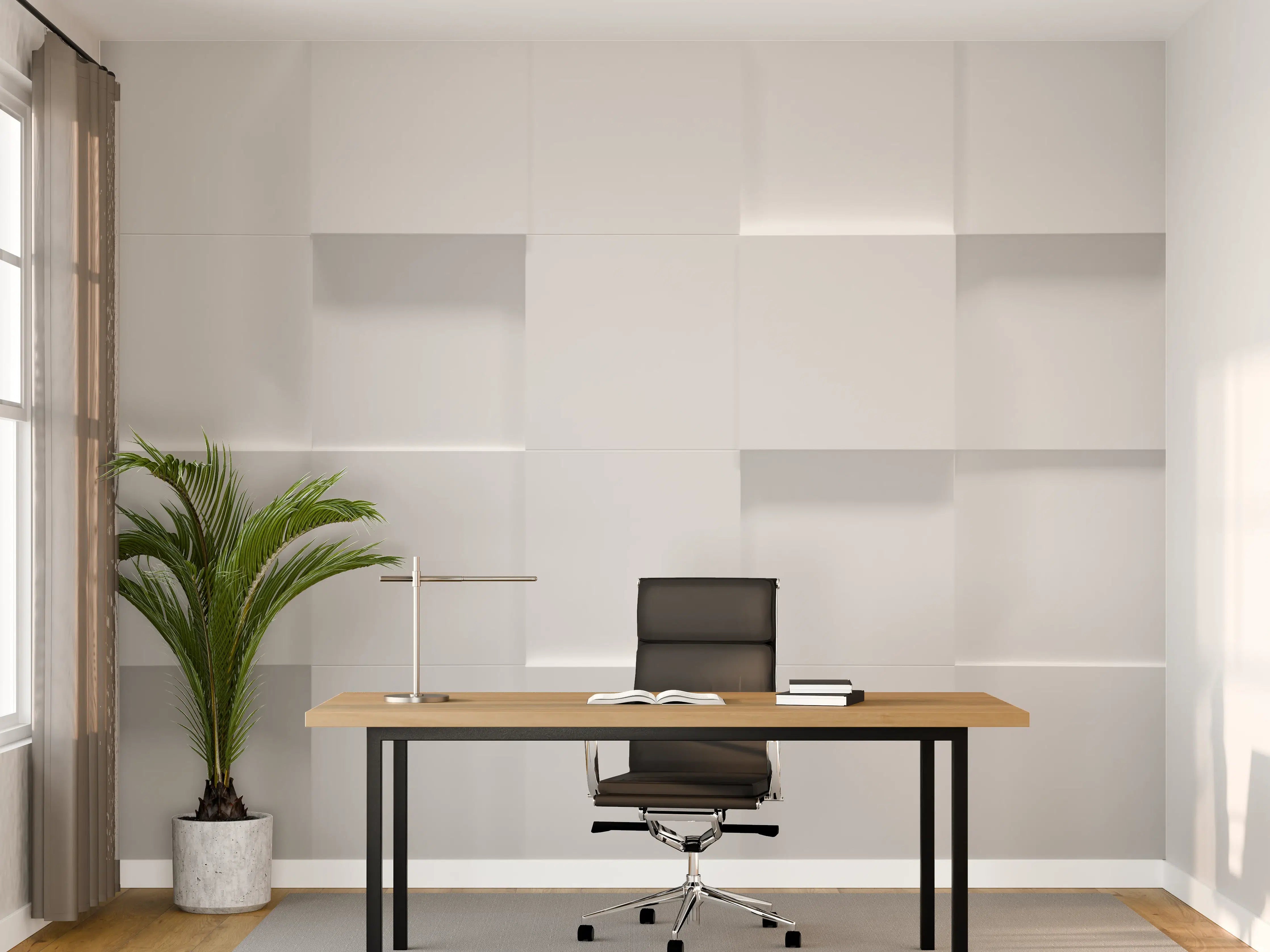 Büro Wandgestaltung - Weiße Würfelstruktur 3D-Illustration