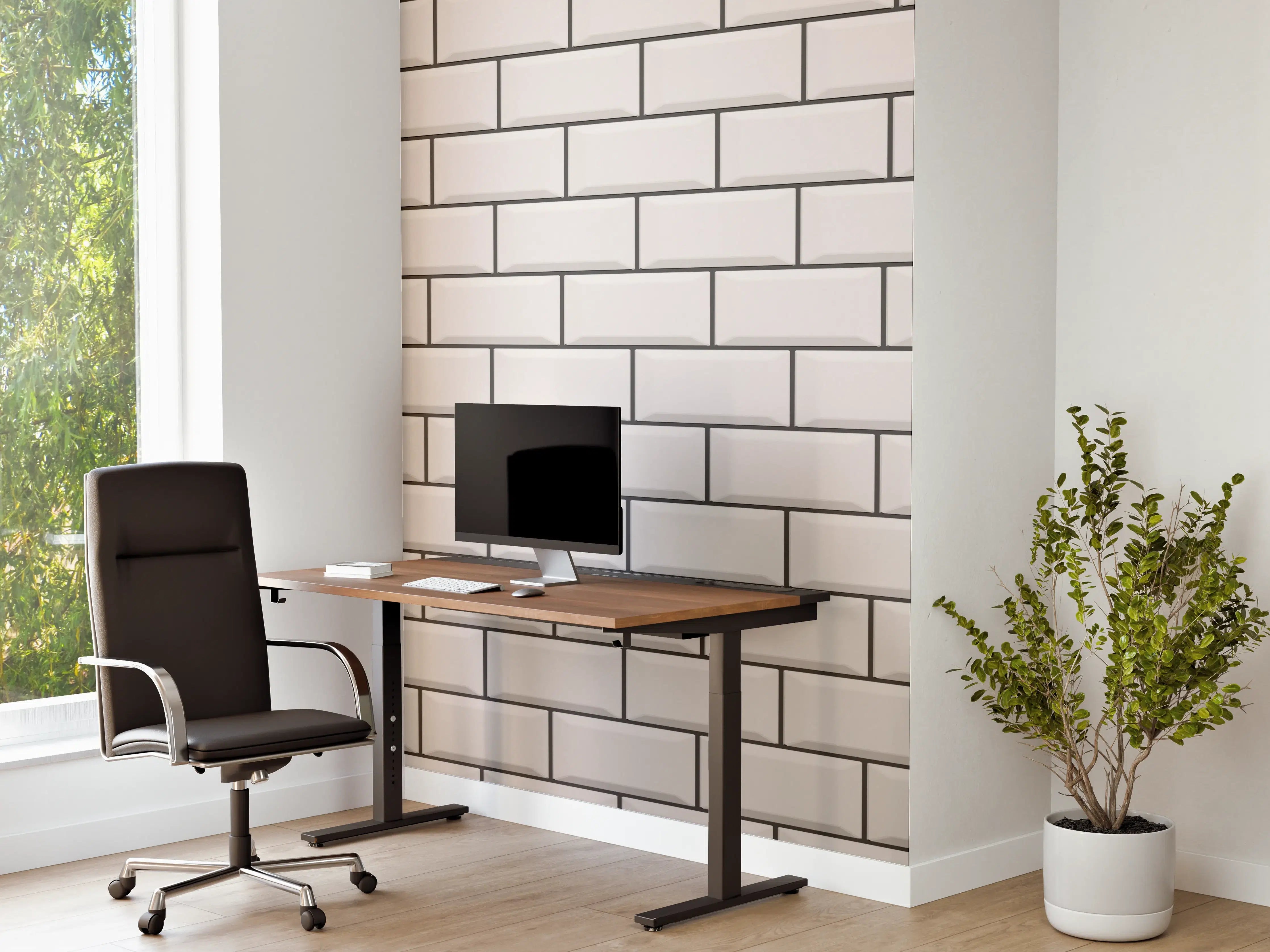 Büro Wandgestaltung - Weiße Ziegel Wandtextur