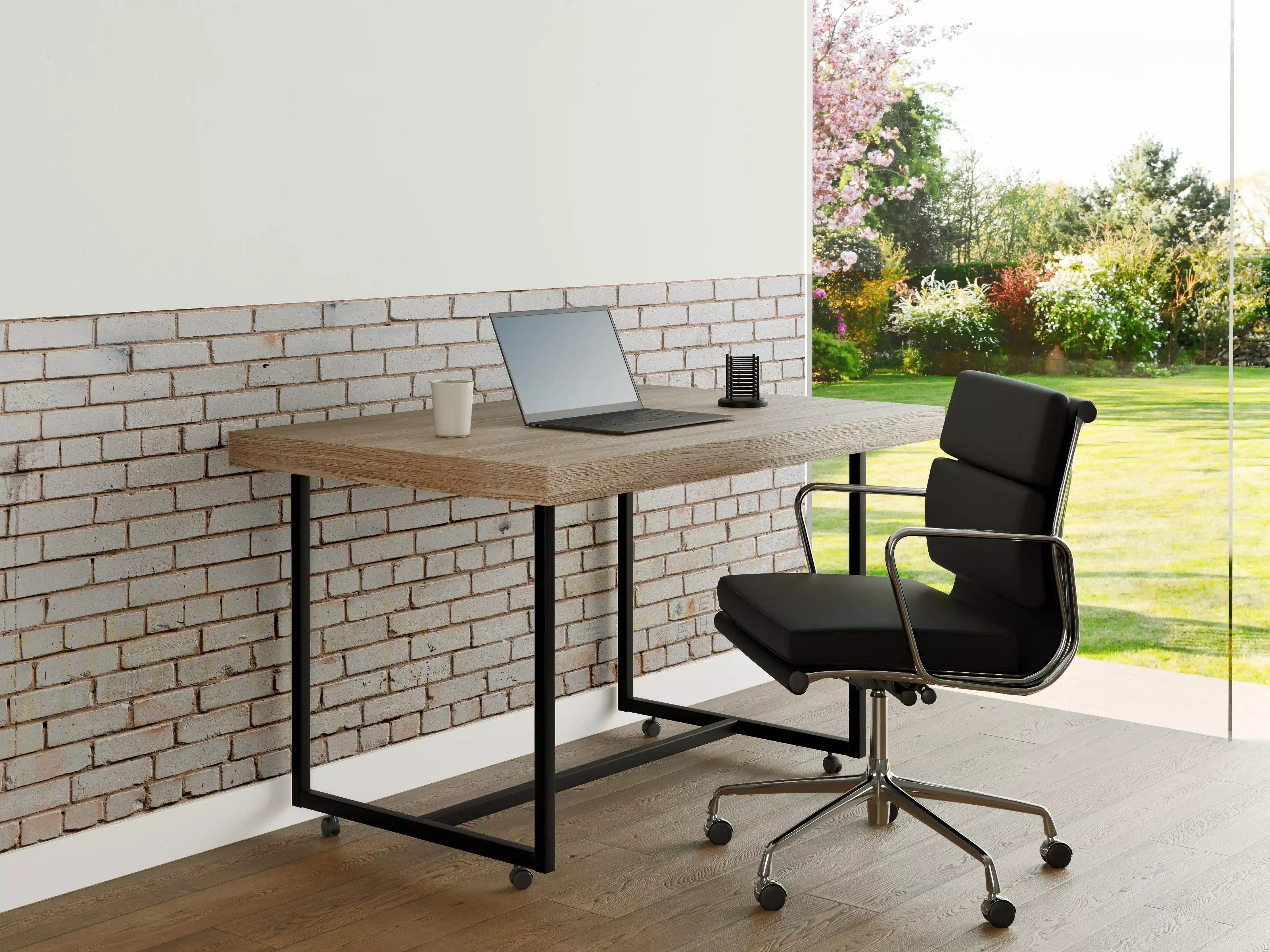Büro Wandgestaltung - Weiße Ziegelwand mit zarten Grautönen - realistische Textur