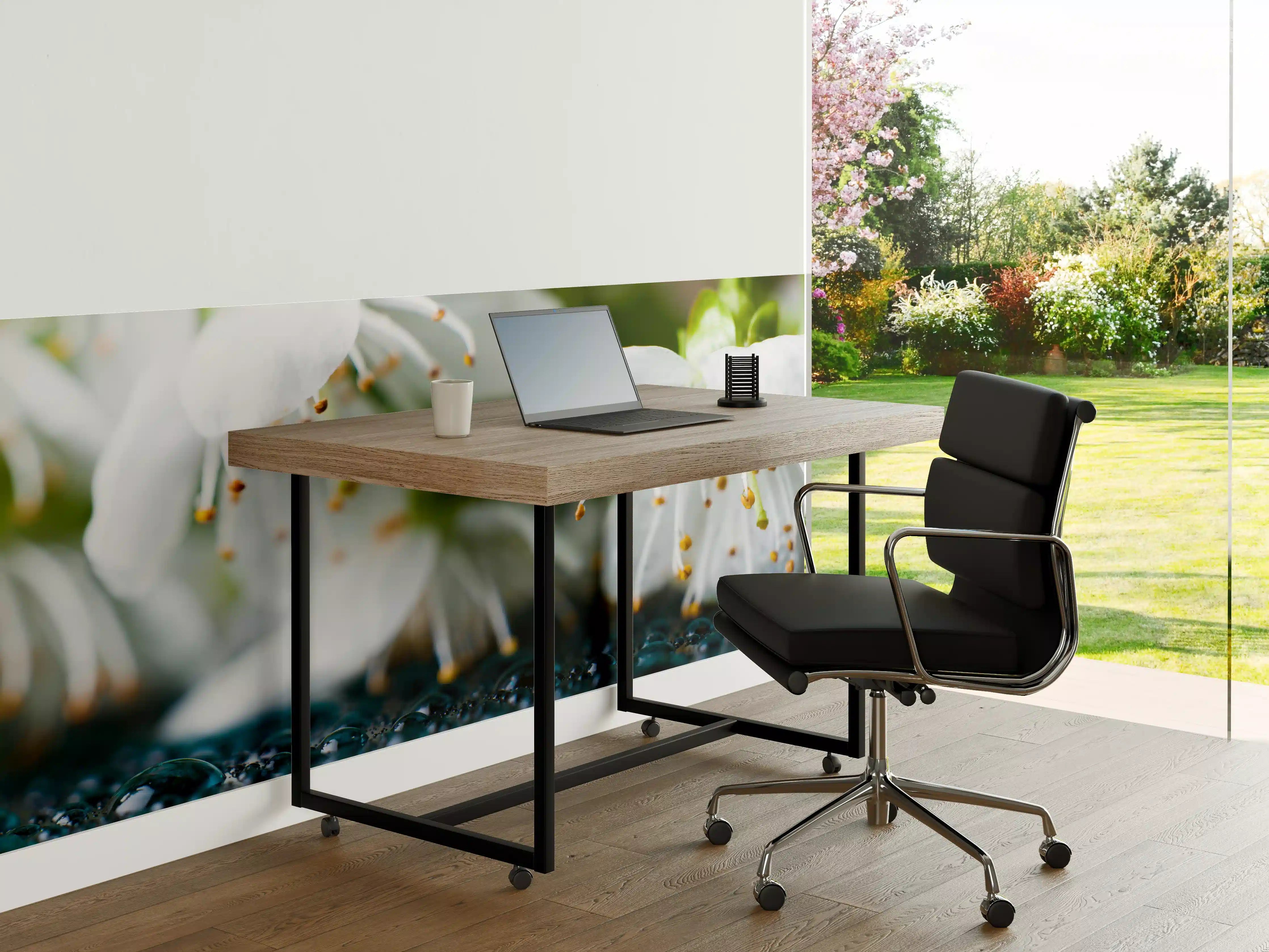 Büro Wandgestaltung - Weiße blühende Frühlingsblumen