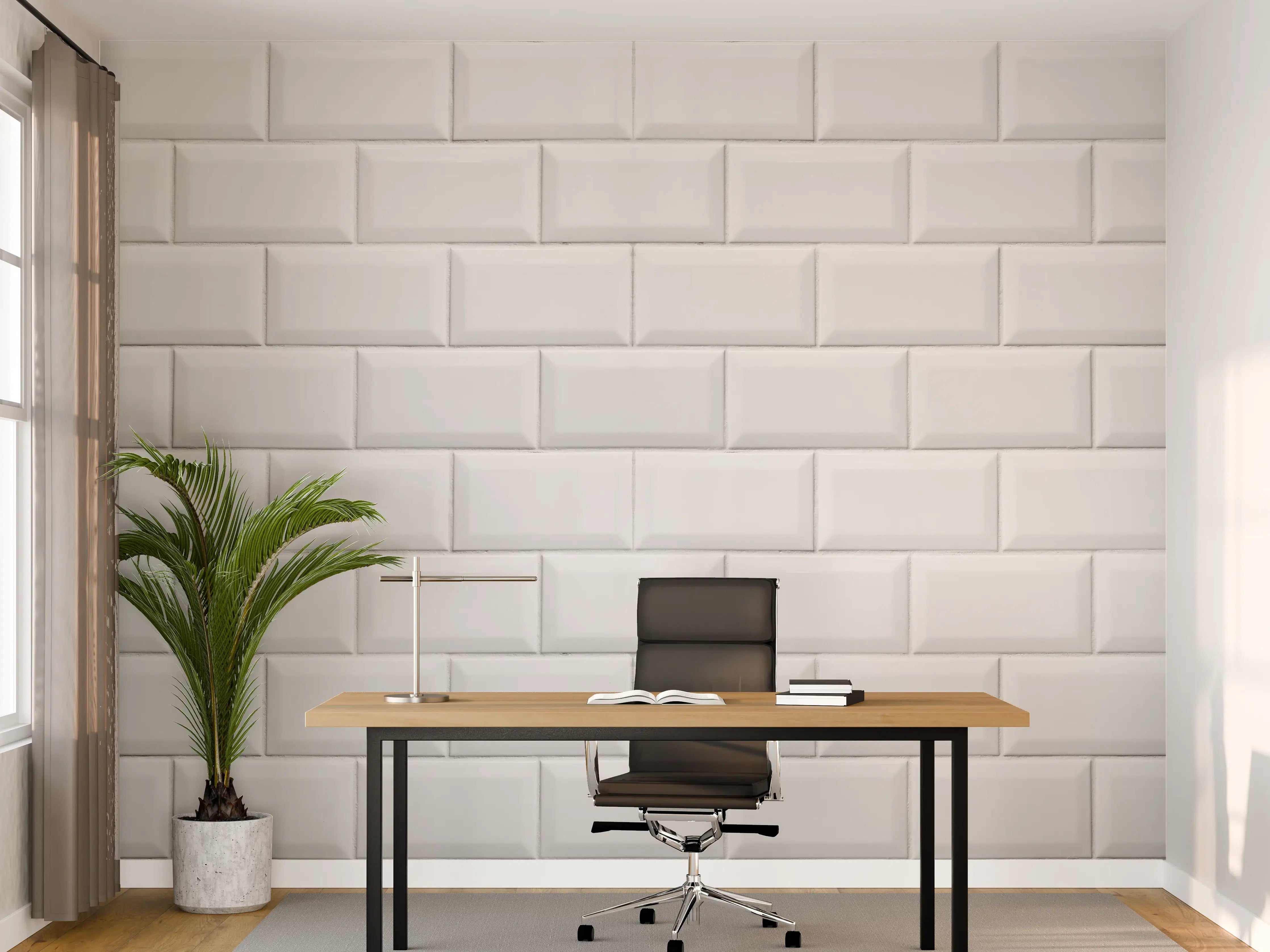 Büro Wandgestaltung - Weiße helle Ziegelfliesen