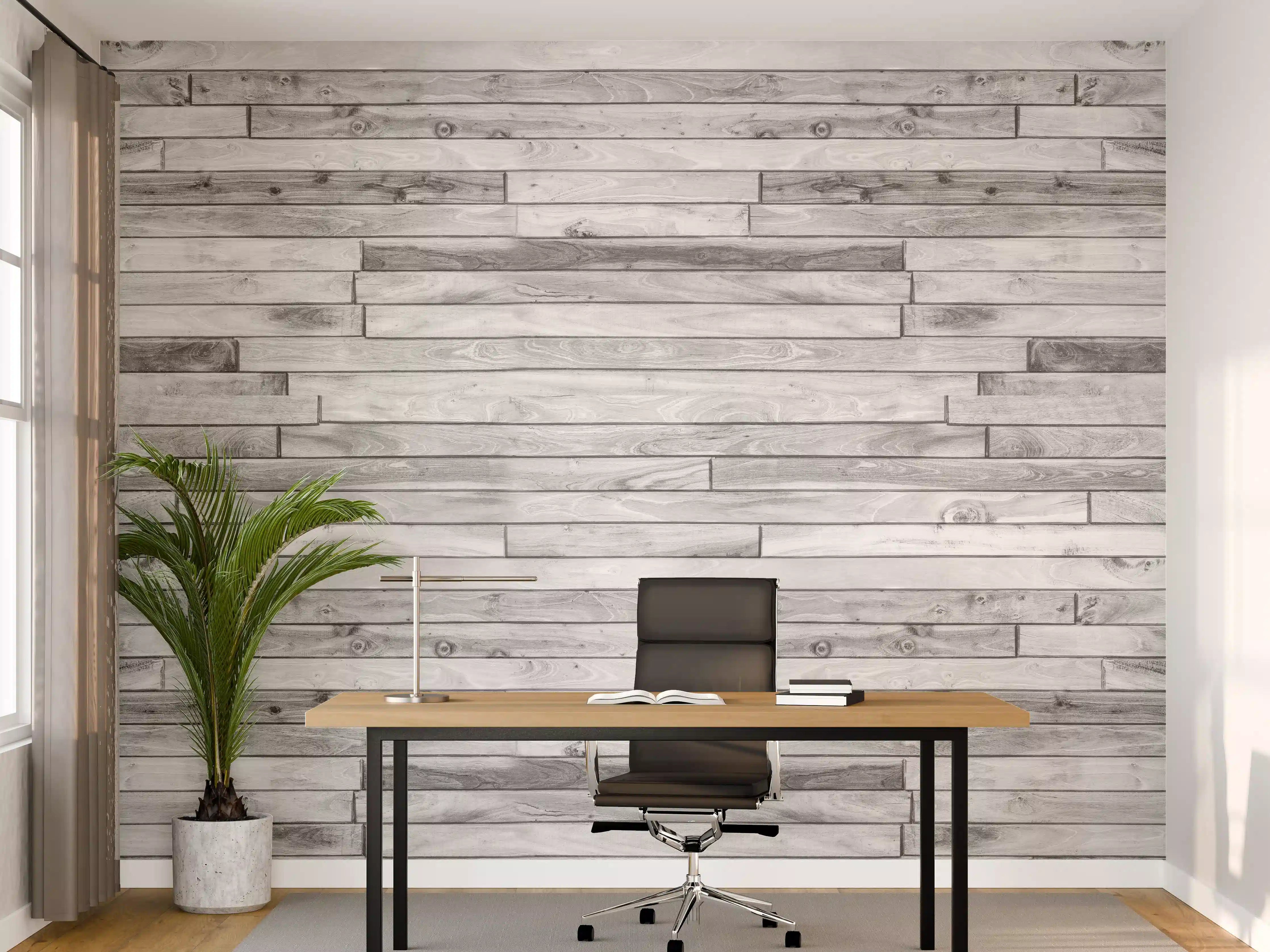 Büro Wandgestaltung - Weiße kleine Kiefernholzstücke