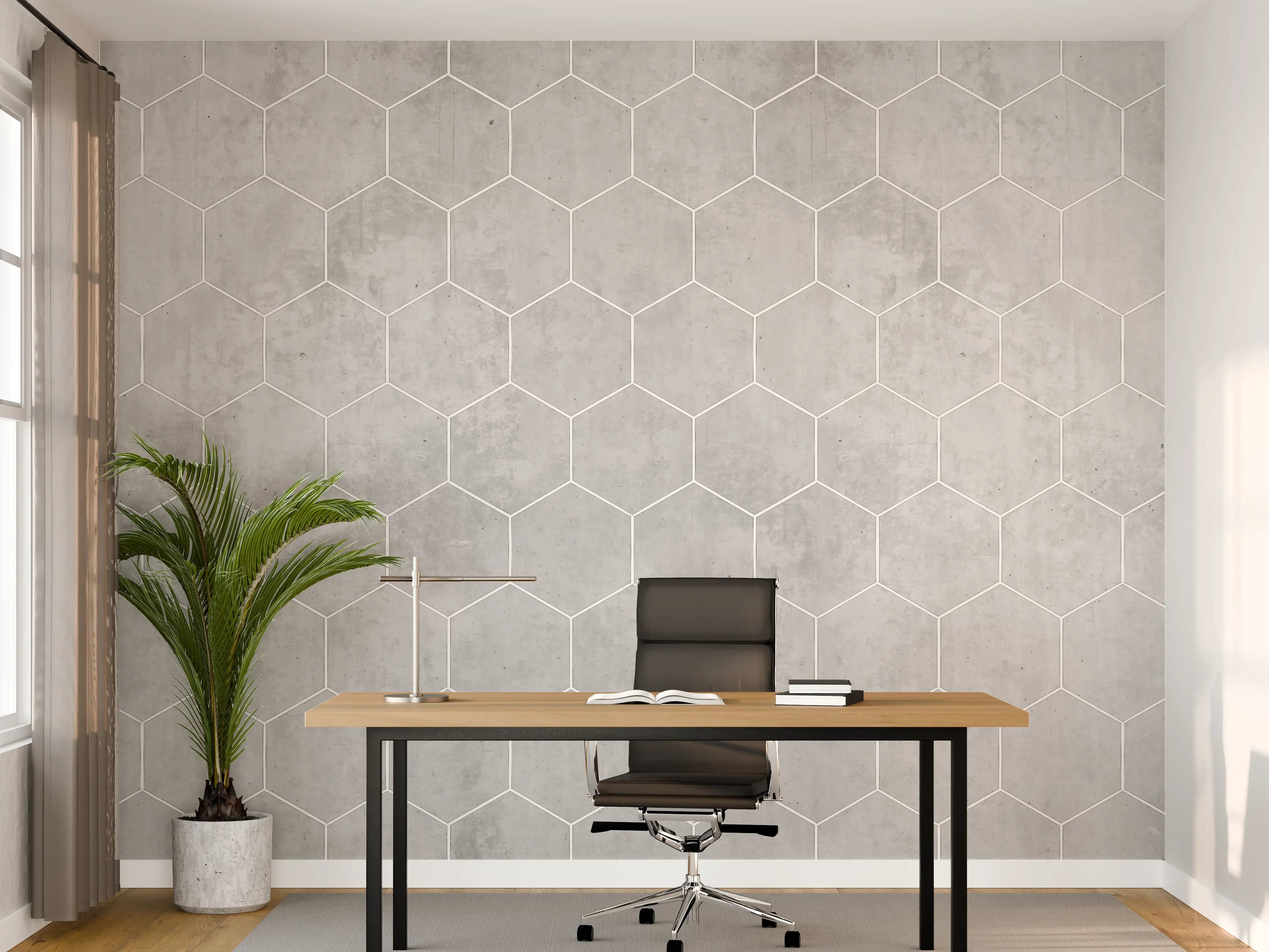 Büro Wandgestaltung - Weiße sechseckige Mustern auf Grauen Hintergrund
