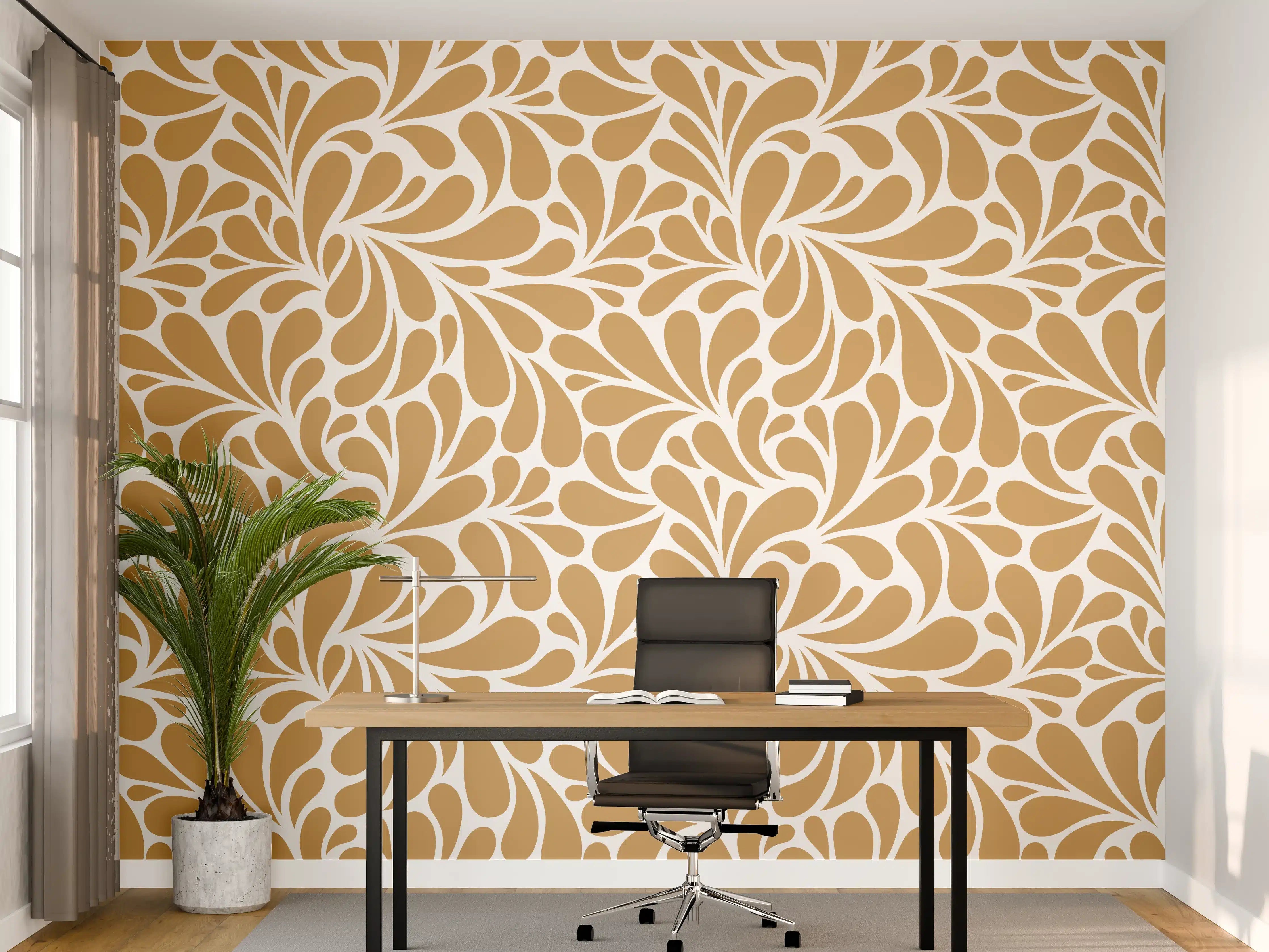 Büro Wandgestaltung - Weiße und goldene dekorative Wandgestaltung