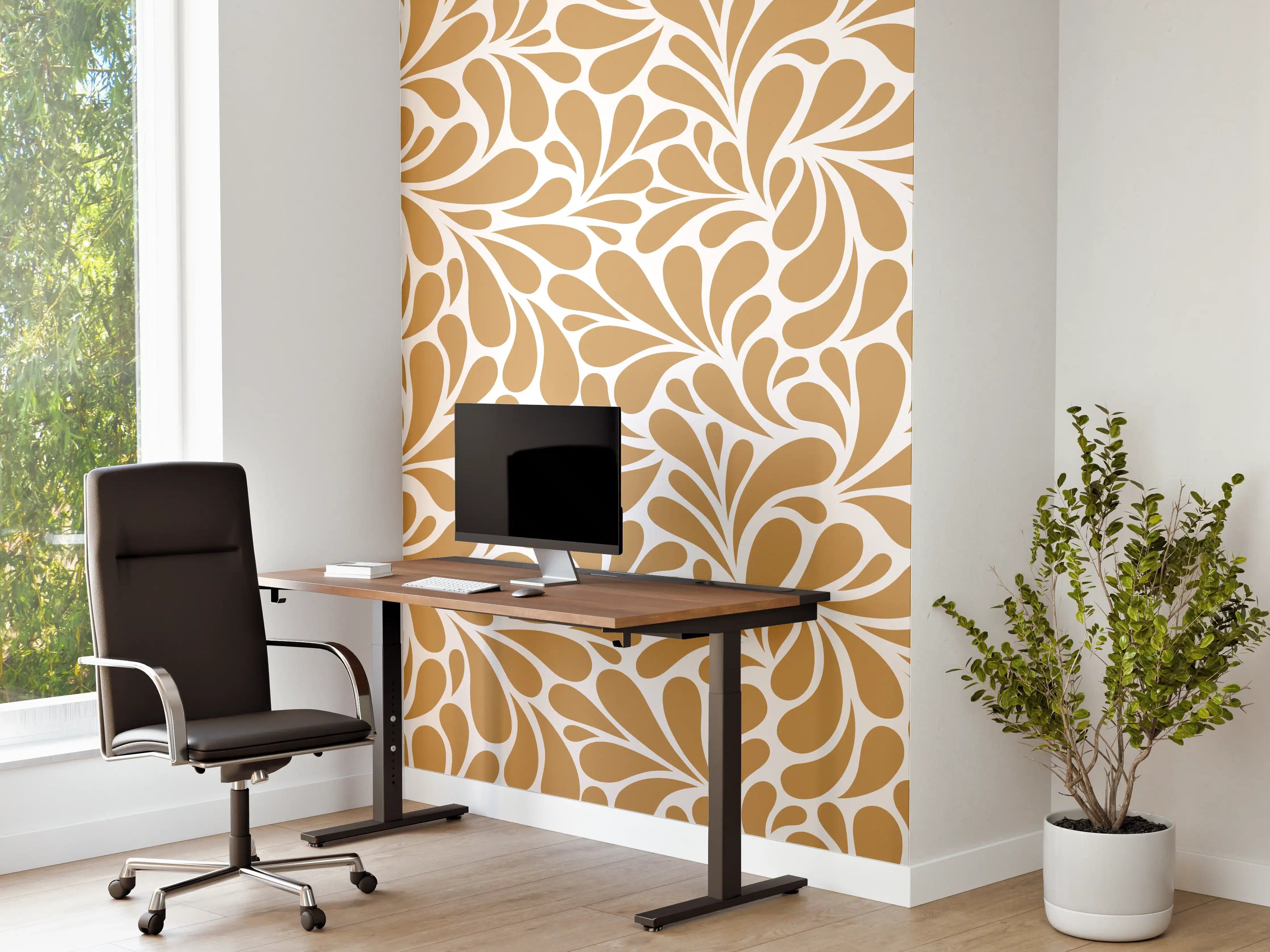 Büro Wandgestaltung - Weiße und goldene dekorative Wandgestaltung